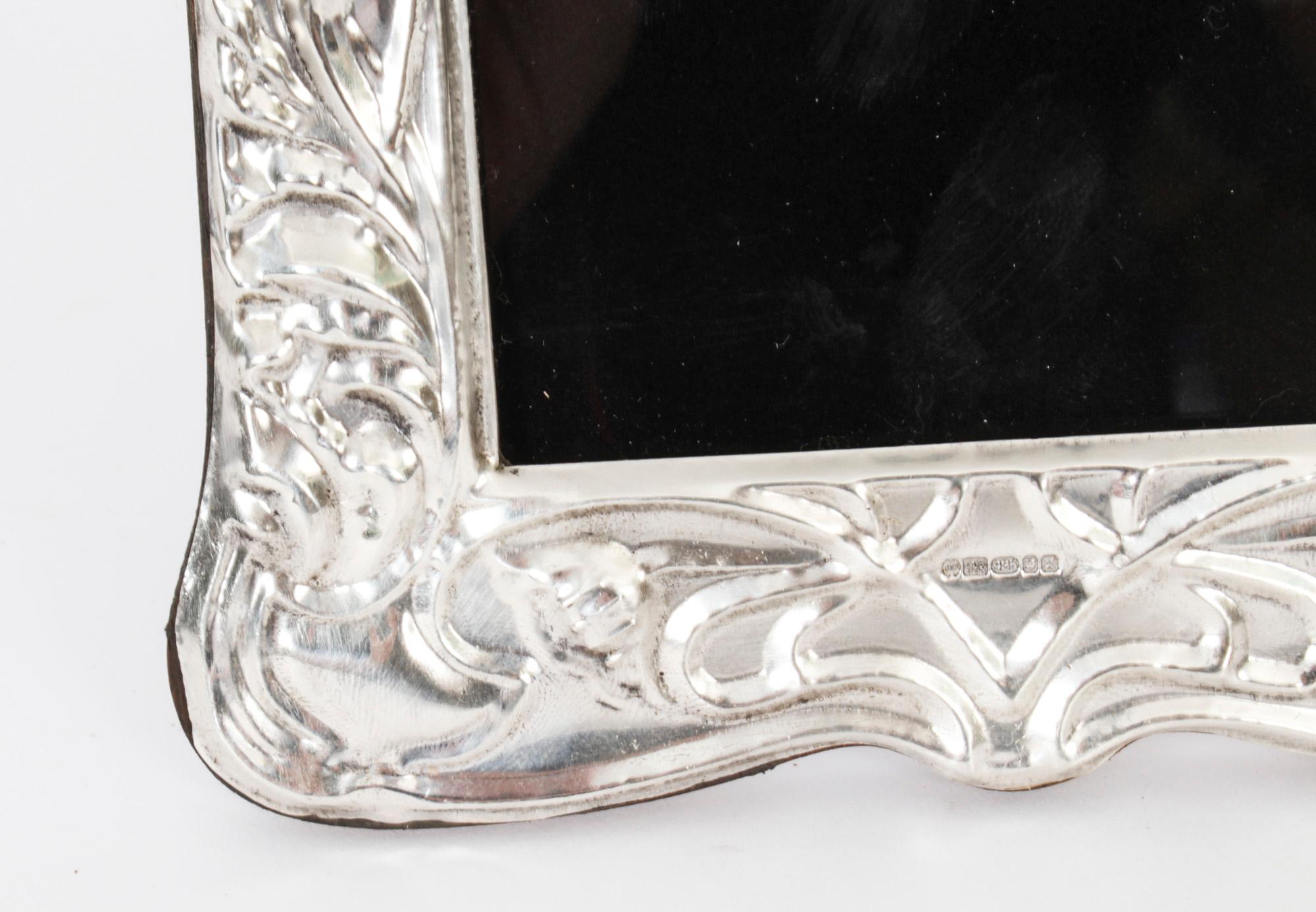 Contemporary Vintage Pair Sterling Silver Art Nouveau Style Photo Frames For Sale