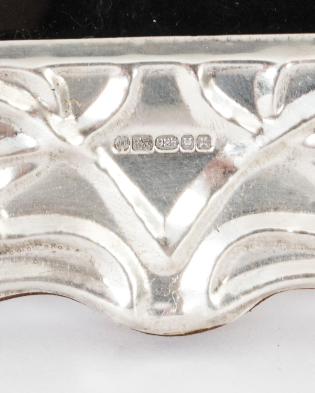 Vintage Pair Sterling Silver Art Nouveau Style Photo Frames For Sale 2