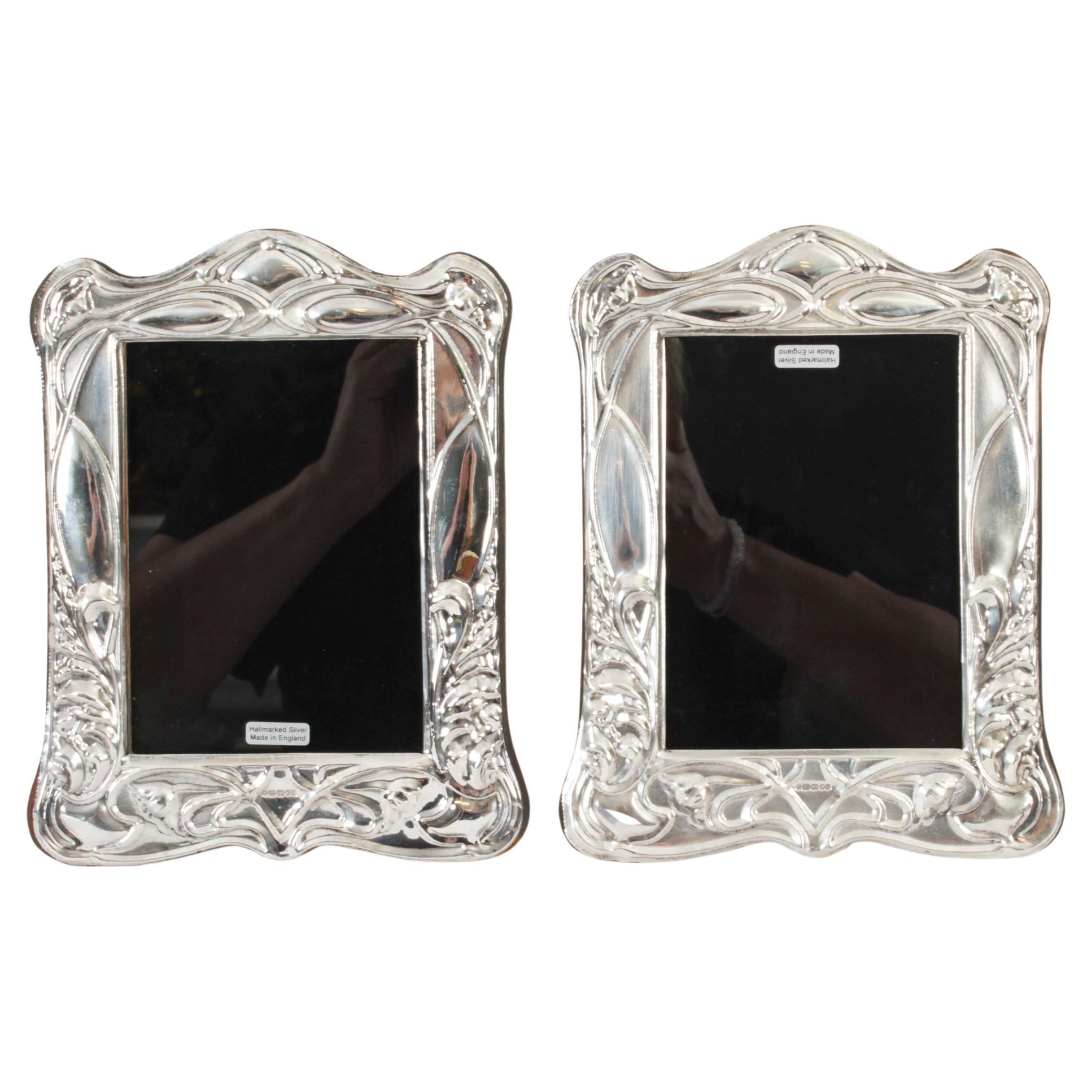 Vintage Pair Sterling Silver Art Nouveau Style Photo Frames