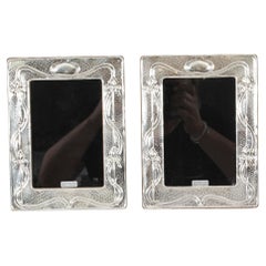 Vintage Pair Sterling Silver Art Nouveau Style Photo Frames Harry Frane London