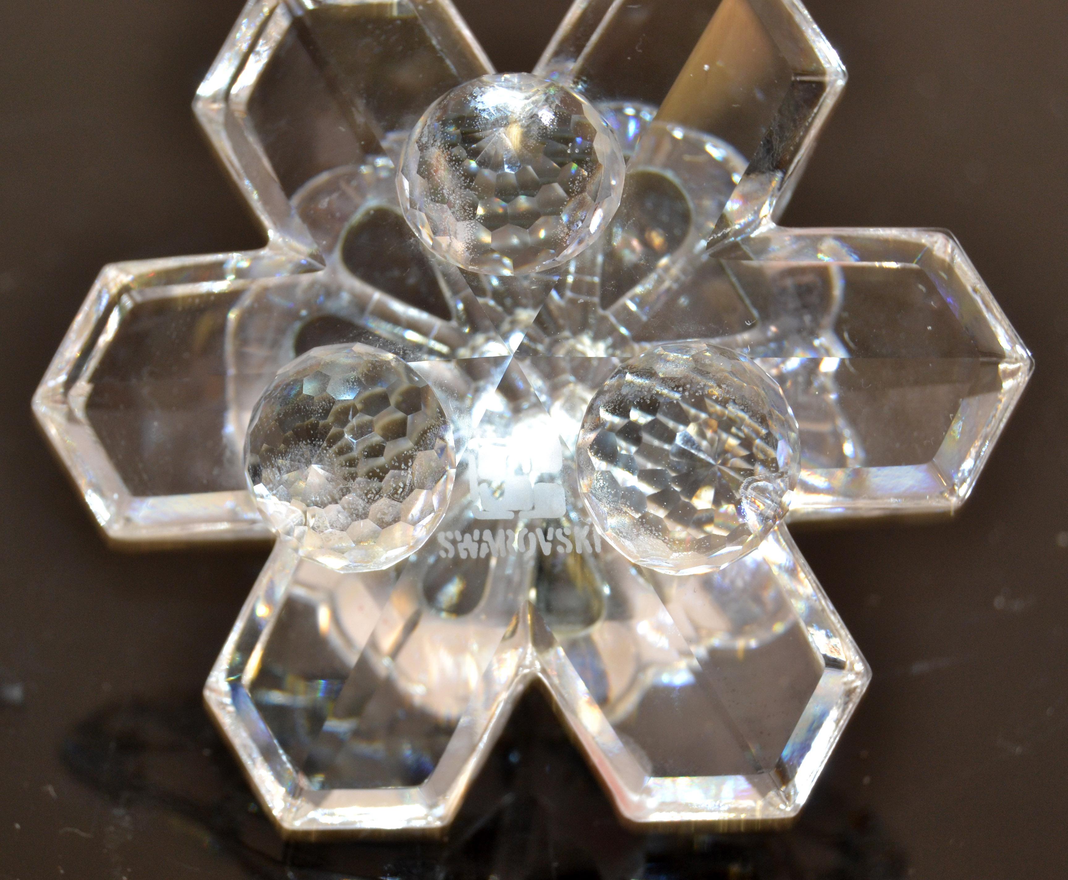 Vintage Pair Swarovski Crystal Star Flowers Pin Candlesticks Faceted Balls Base For Sale 3