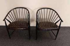 Coppia di poltrone da salotto "Sunfeather" vintage in legno di faggio ebanizzato, realizzate da Sonna Rosen