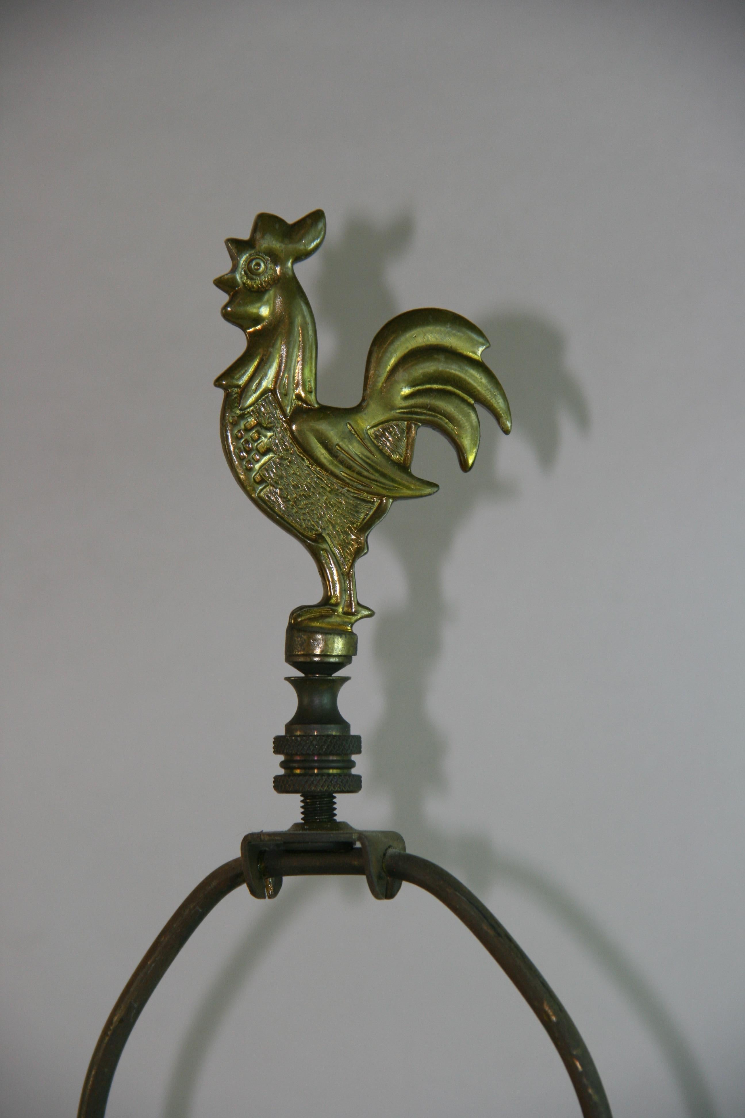 Vintage Pair Terracotta Painted Rooster Lamps For Sale 8