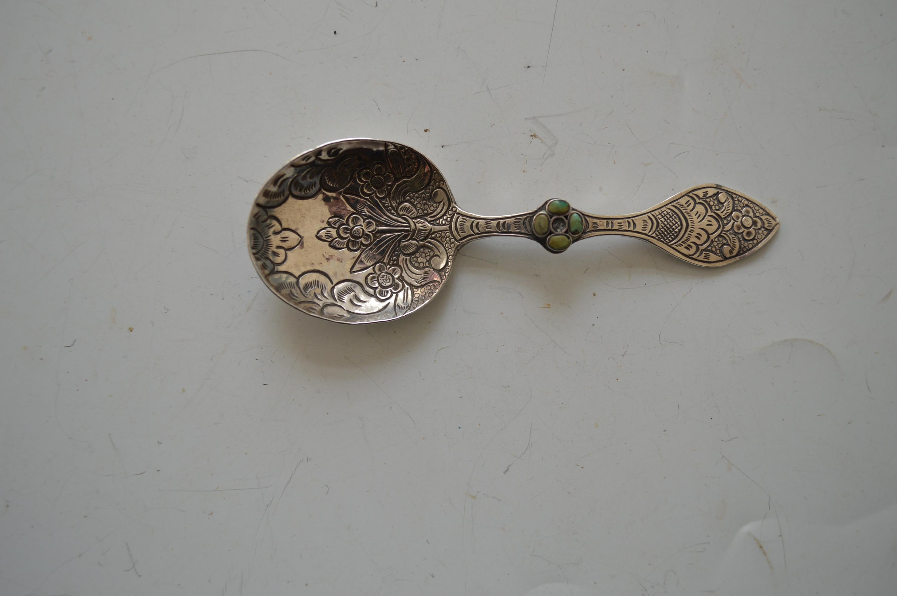 Vintage Pair Tibetan Silver Tea Spoons In Good Condition In London, GB