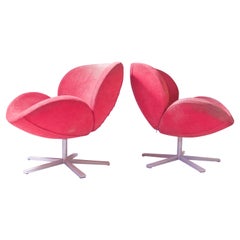Vintage Pair Tulip Swivel Lounge Chairs in the Manner of Pierre Paulin