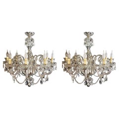 Vintage Pair Venetian 8 Light Chandeliers 20th Century