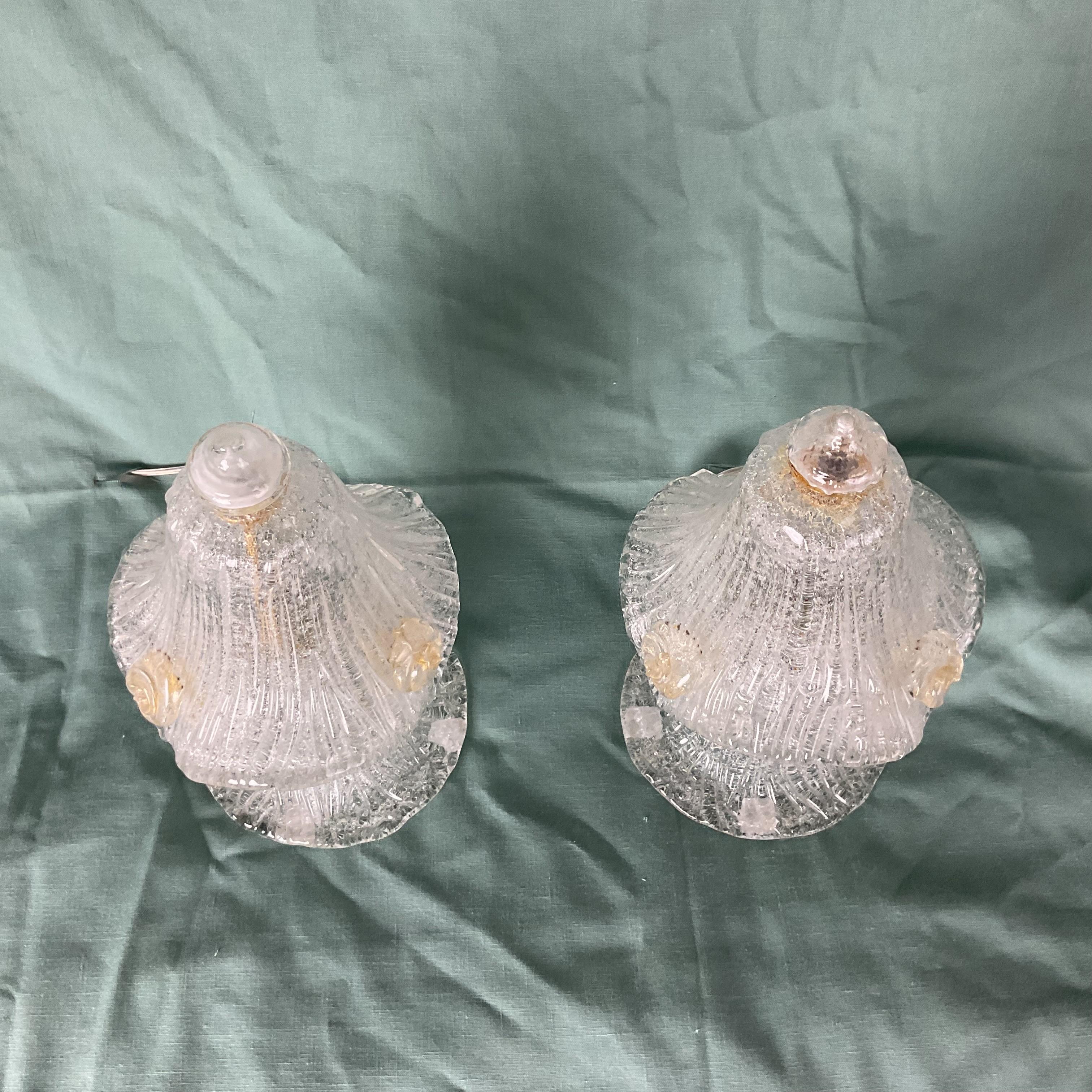 Vintage Pair Venetian Glass Vanity Table Lamps For Sale 3