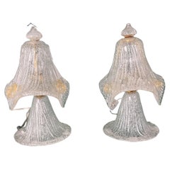 Vintage Pair Venetian Glass Vanity Table Lamps