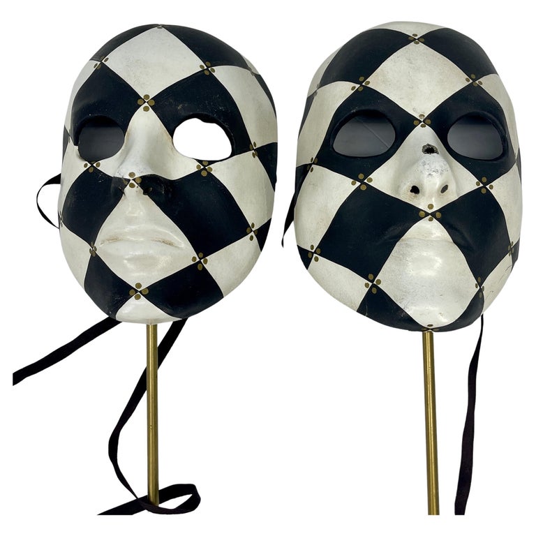 Vintage Pair Masquerade Mask on Opera Sticks at 1stDibs