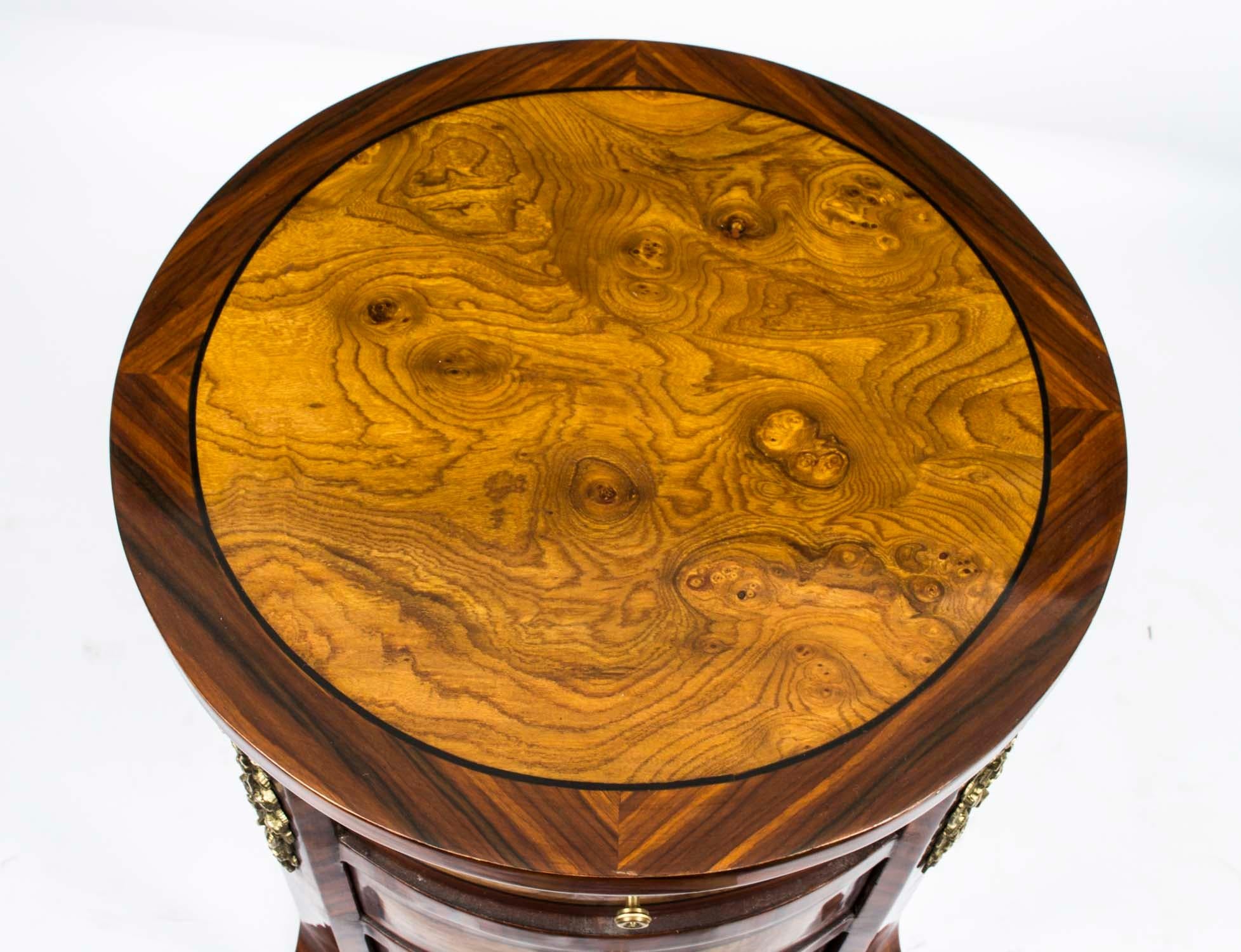Ormolu Vintage Pair Victorian Burr Walnut Cabinets Side Tables 20th C