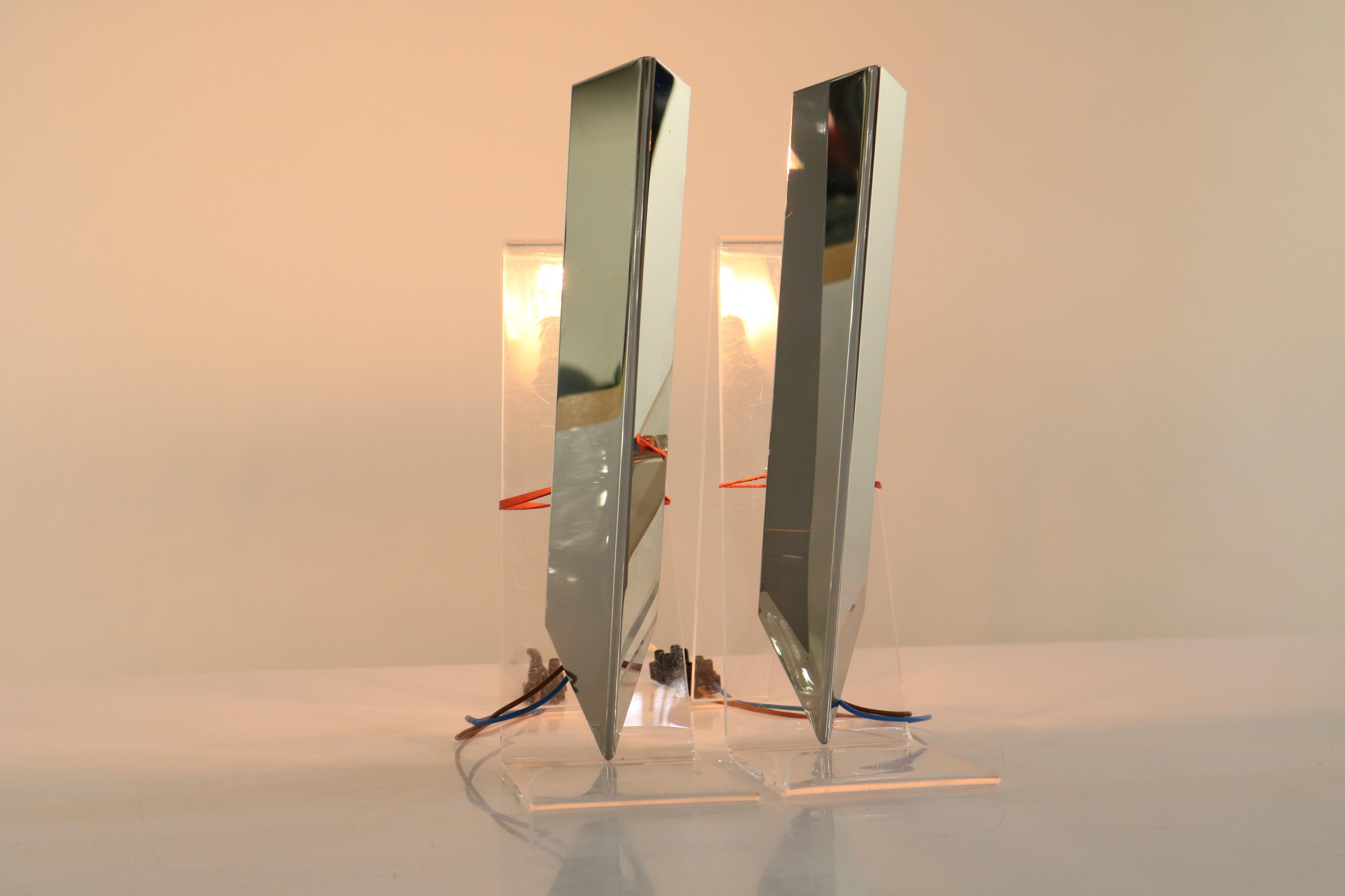 Mid-Century Modern Vintage Pair Wall Sconces Lamps by J.T. Kalmar Chromed Modern, Mid Century 1960s For Sale