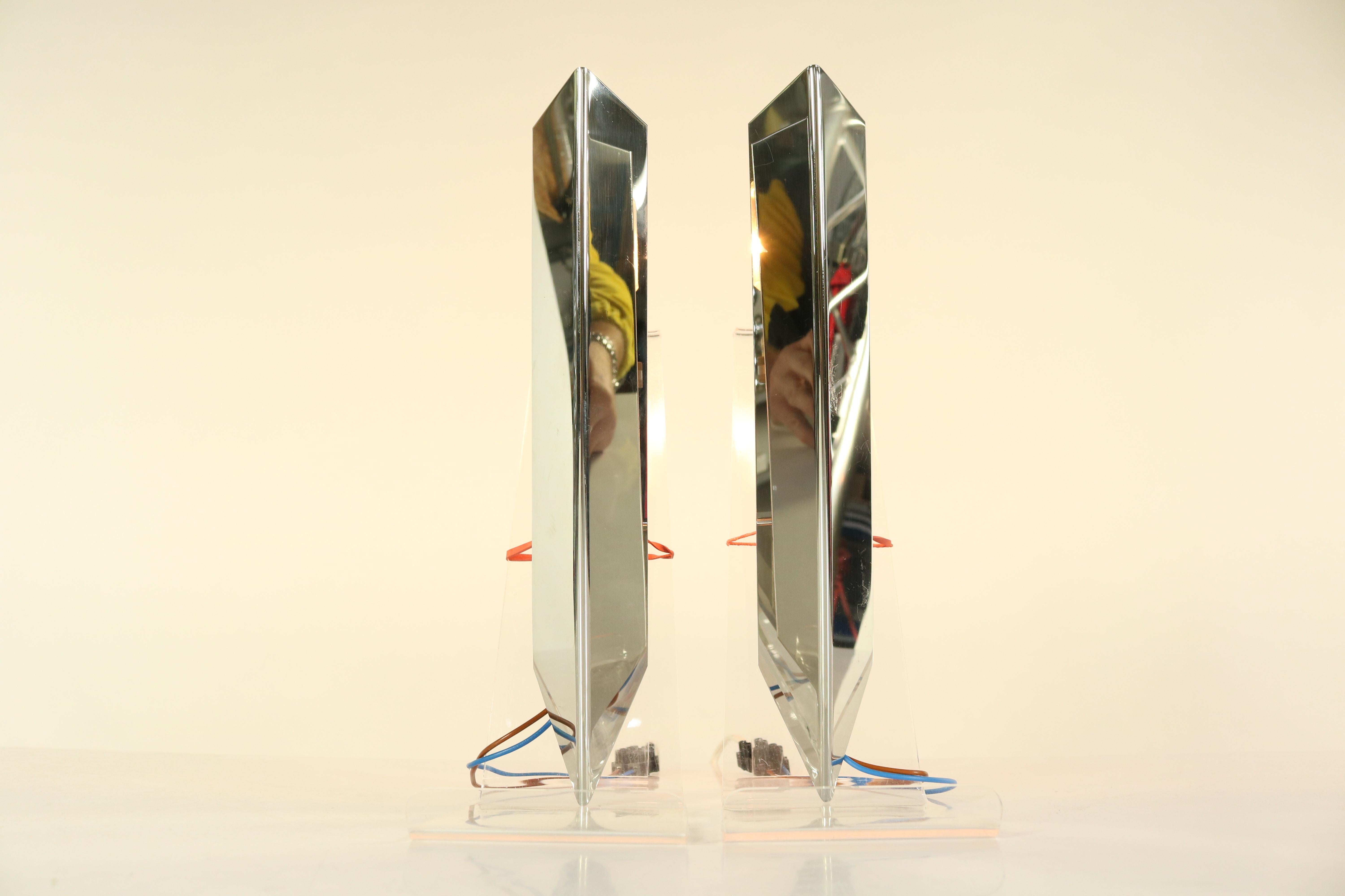 Vintage Pair Wall Sconces Lamps by J.T. Kalmar Chromed Modern, Mid Century 1960s In Good Condition For Sale In Nürnberg, DE