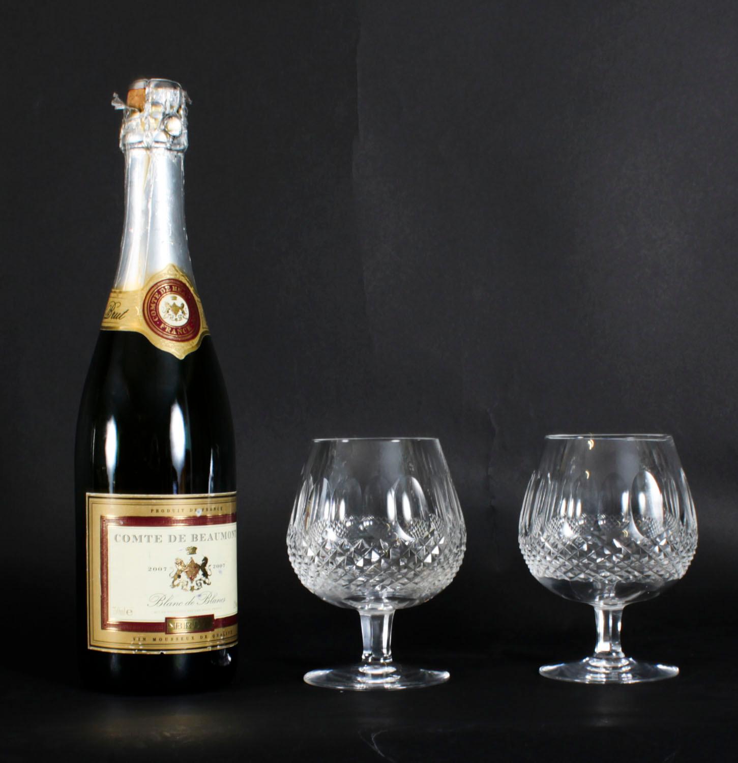 Vintage Pair Waterford Cut Crystal Brandy Glasses 20th Century For Sale 7