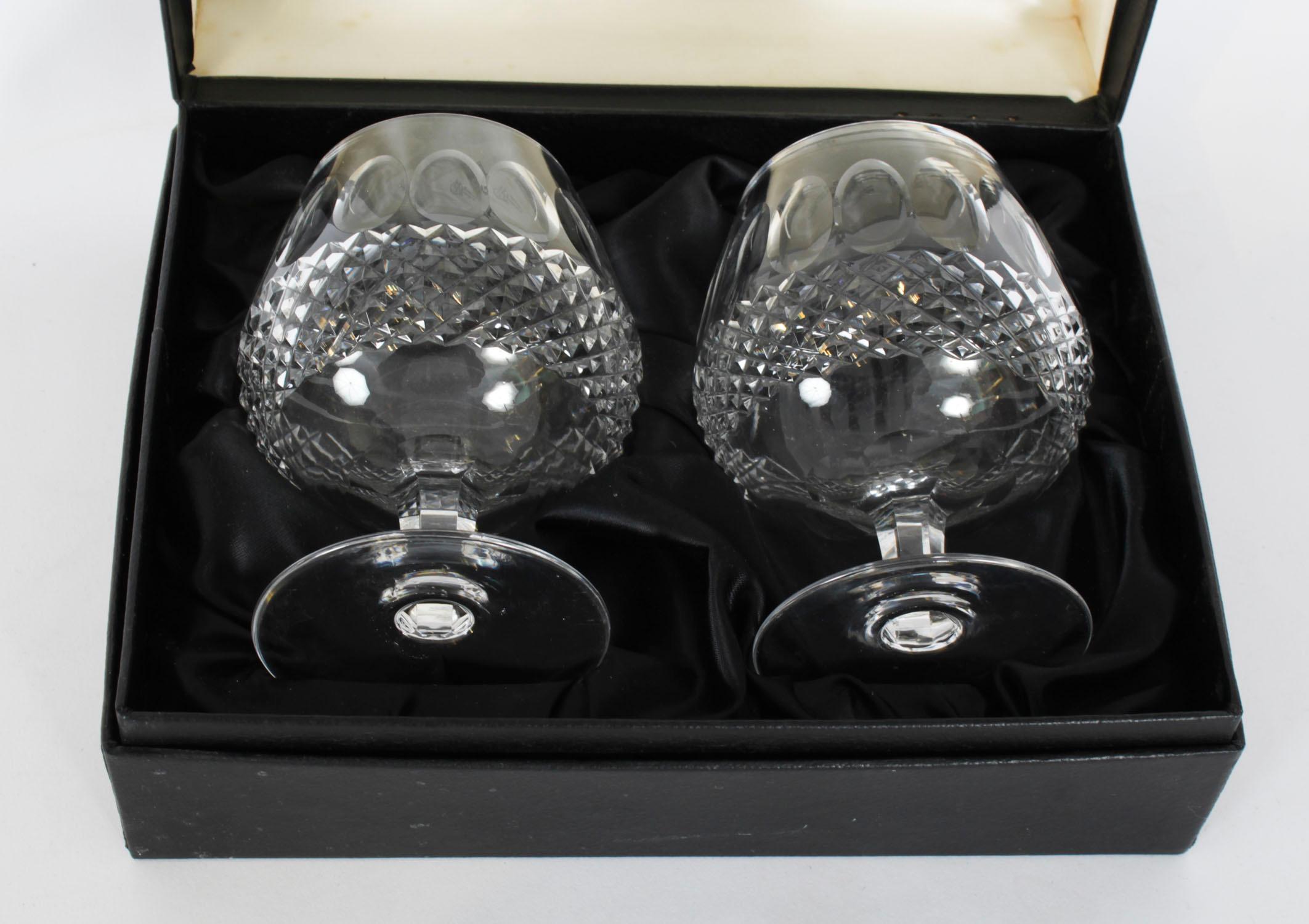 Vintage Pair Waterford Cut Crystal Brandy Glasses 20th Century For Sale 1
