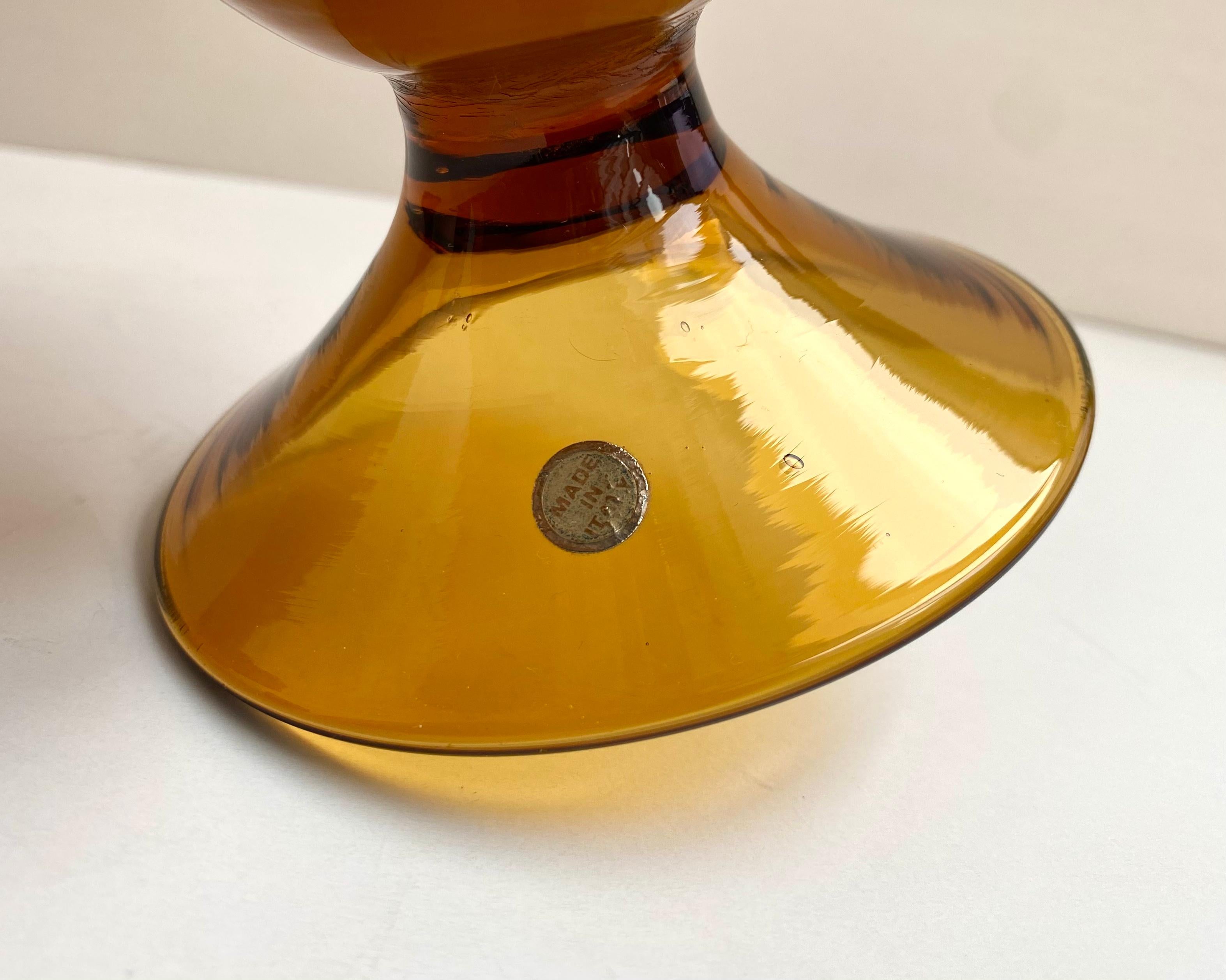 Vases jumelés en verre de Murano jaune ocre, 2, Italie Excellent état - En vente à Bastogne, BE