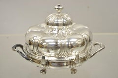 Vintage Pairpoint Silver Plated Covered Butter Bowl Covered Dish with Glass