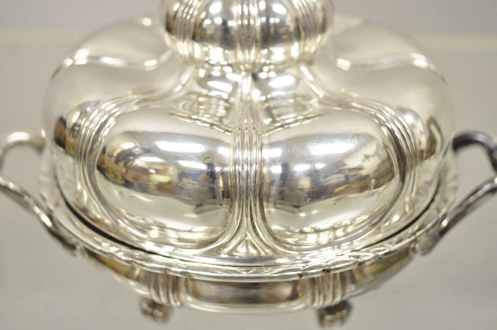 Vintage Pairpoint Silver Plated Covered Butter Bowl Covered Dish with Glass In Good Condition In Philadelphia, PA
