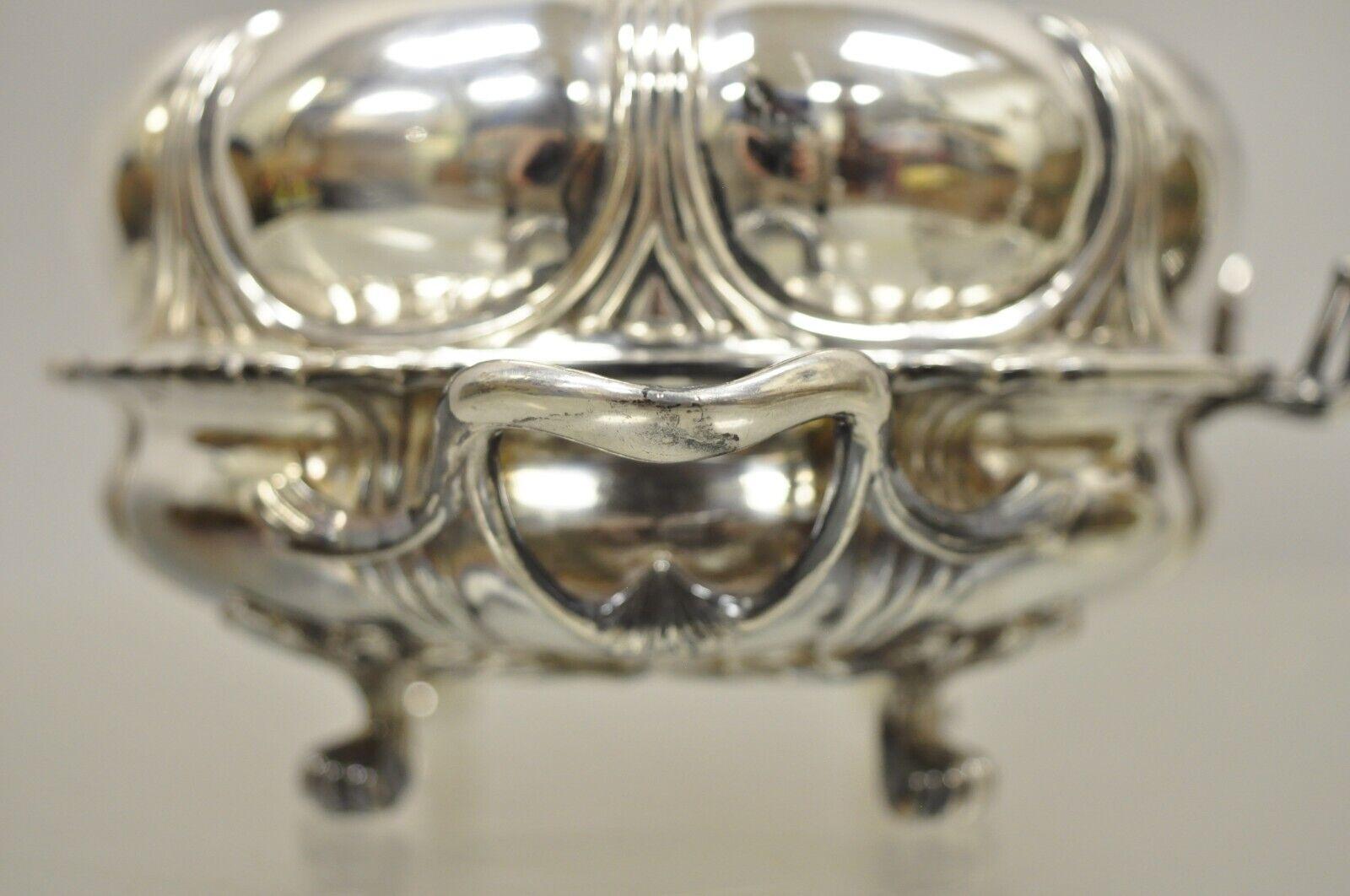 20th Century Vintage Pairpoint Silver Plated Covered Butter Bowl Covered Dish with Glass