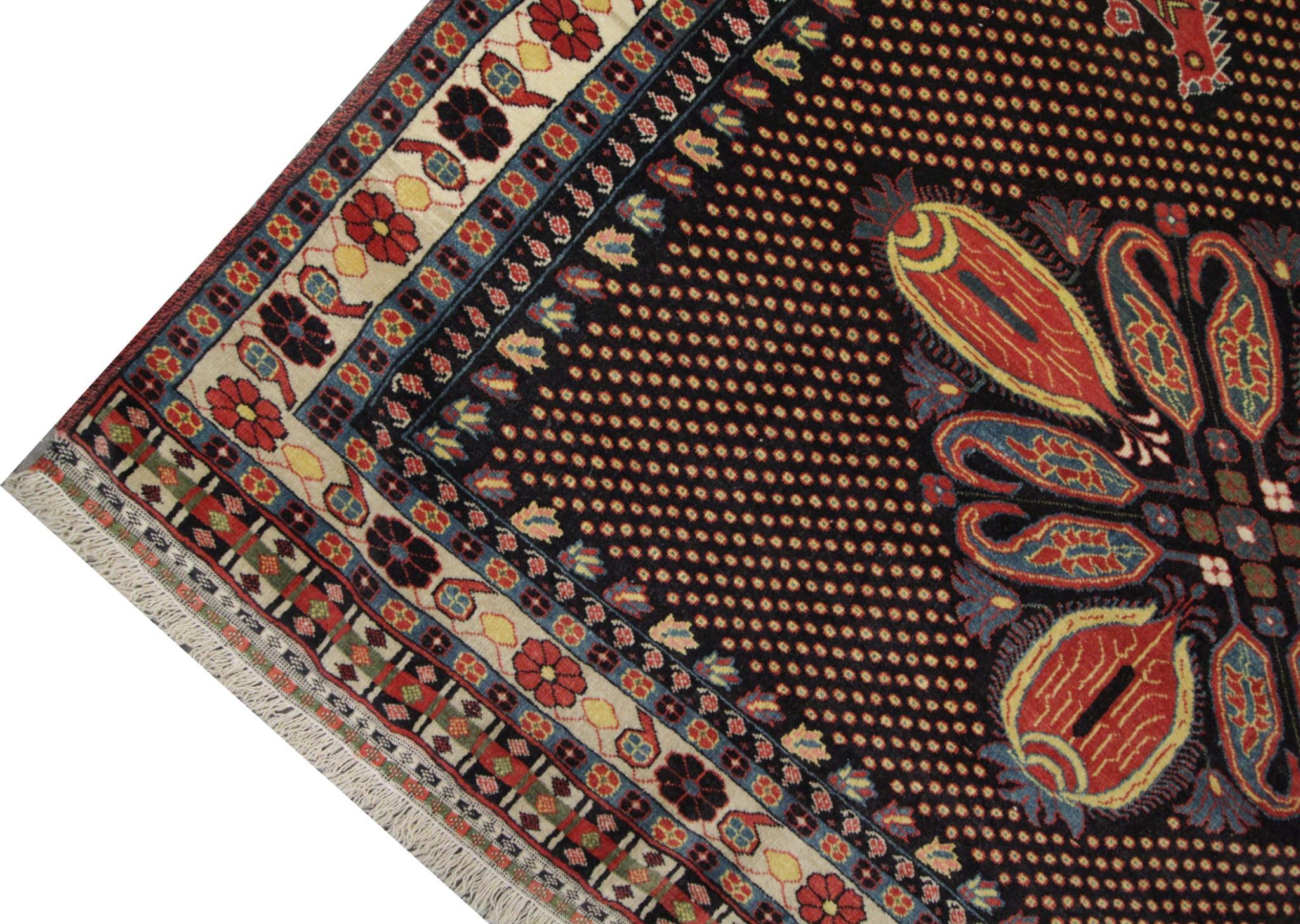 Persian Vintage Paisley Rug Carpet Handmade Rustic Ghoochan Fine Lambs Wool Rug For Sale
