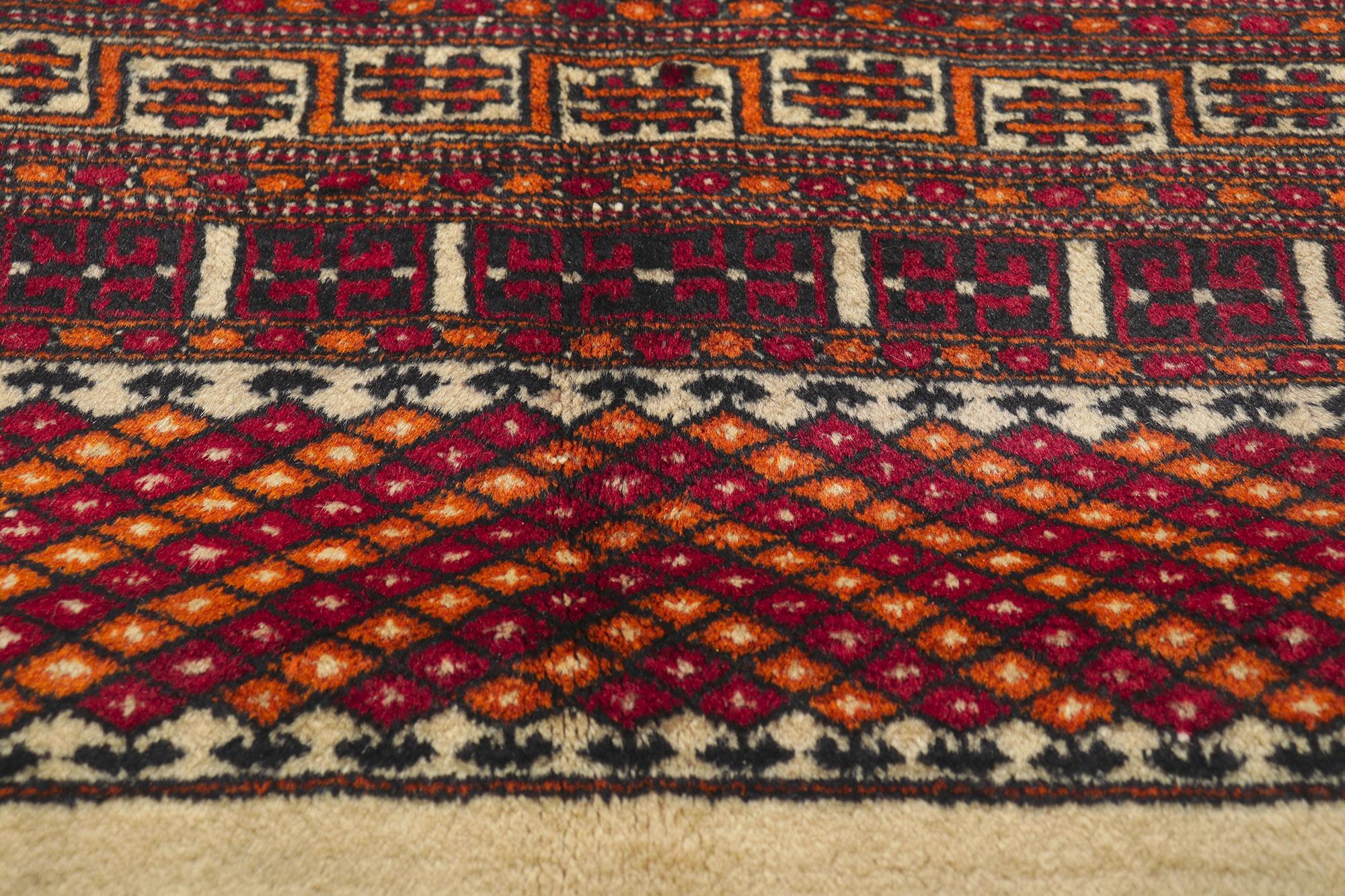 20th Century Vintage Pakistani Bokhara Rug Southwest Tribal Style Nomadic Carpet For Sale