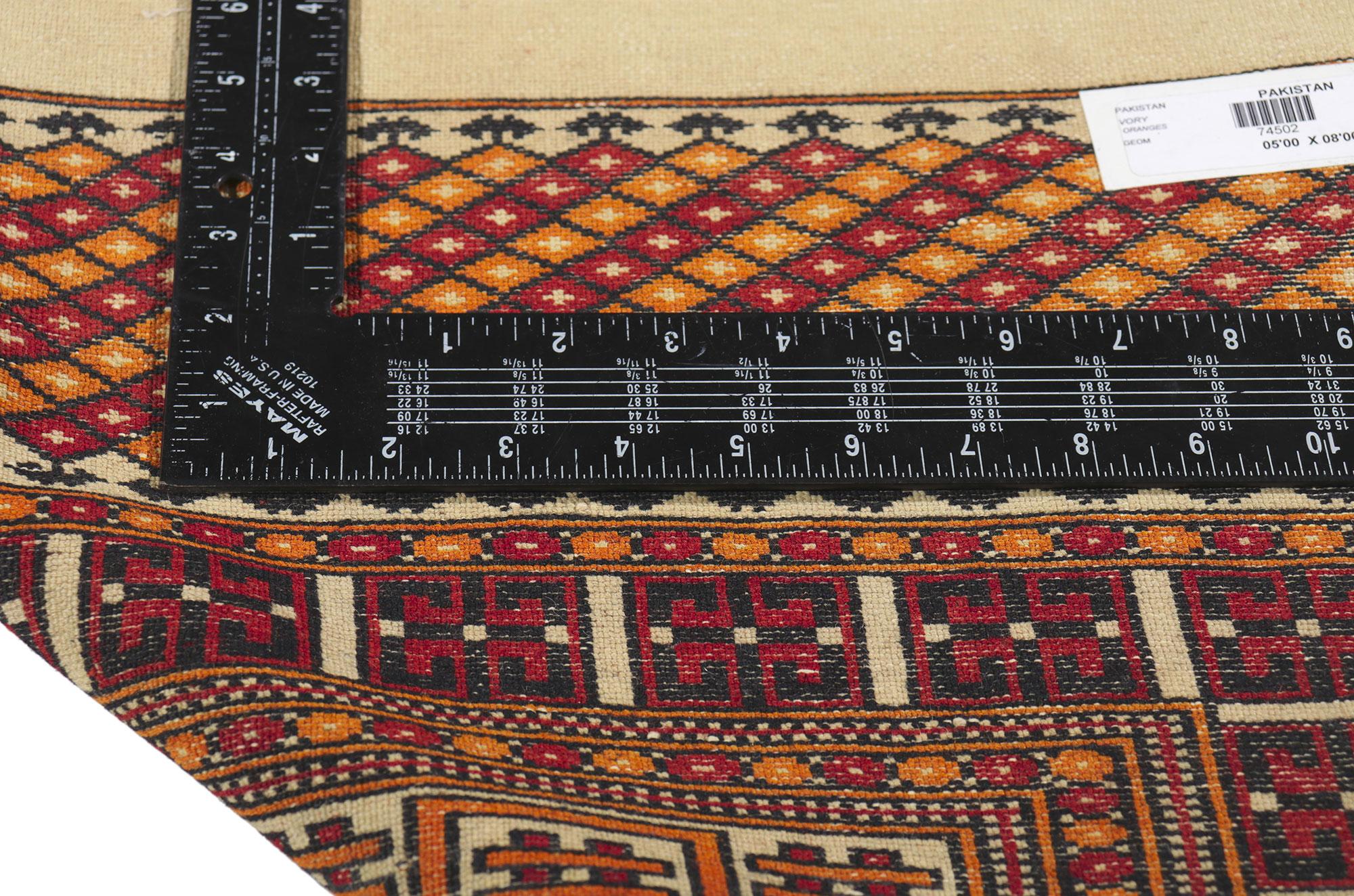 Wool Vintage Pakistani Bokhara Rug Southwest Tribal Style Nomadic Carpet For Sale