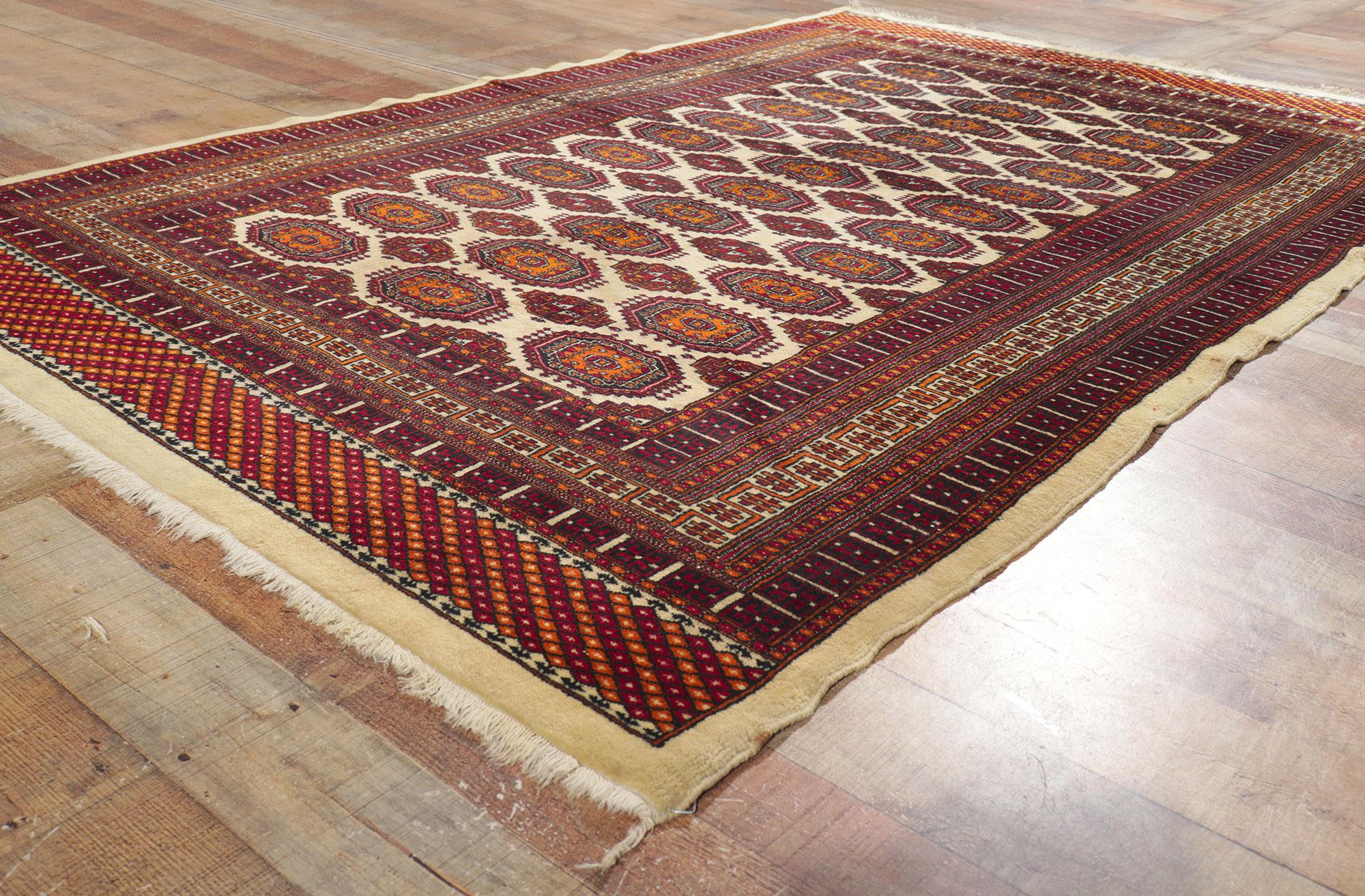 Vintage Pakistani Bokhara Rug Southwest Tribal Style Nomadic Carpet For Sale 1