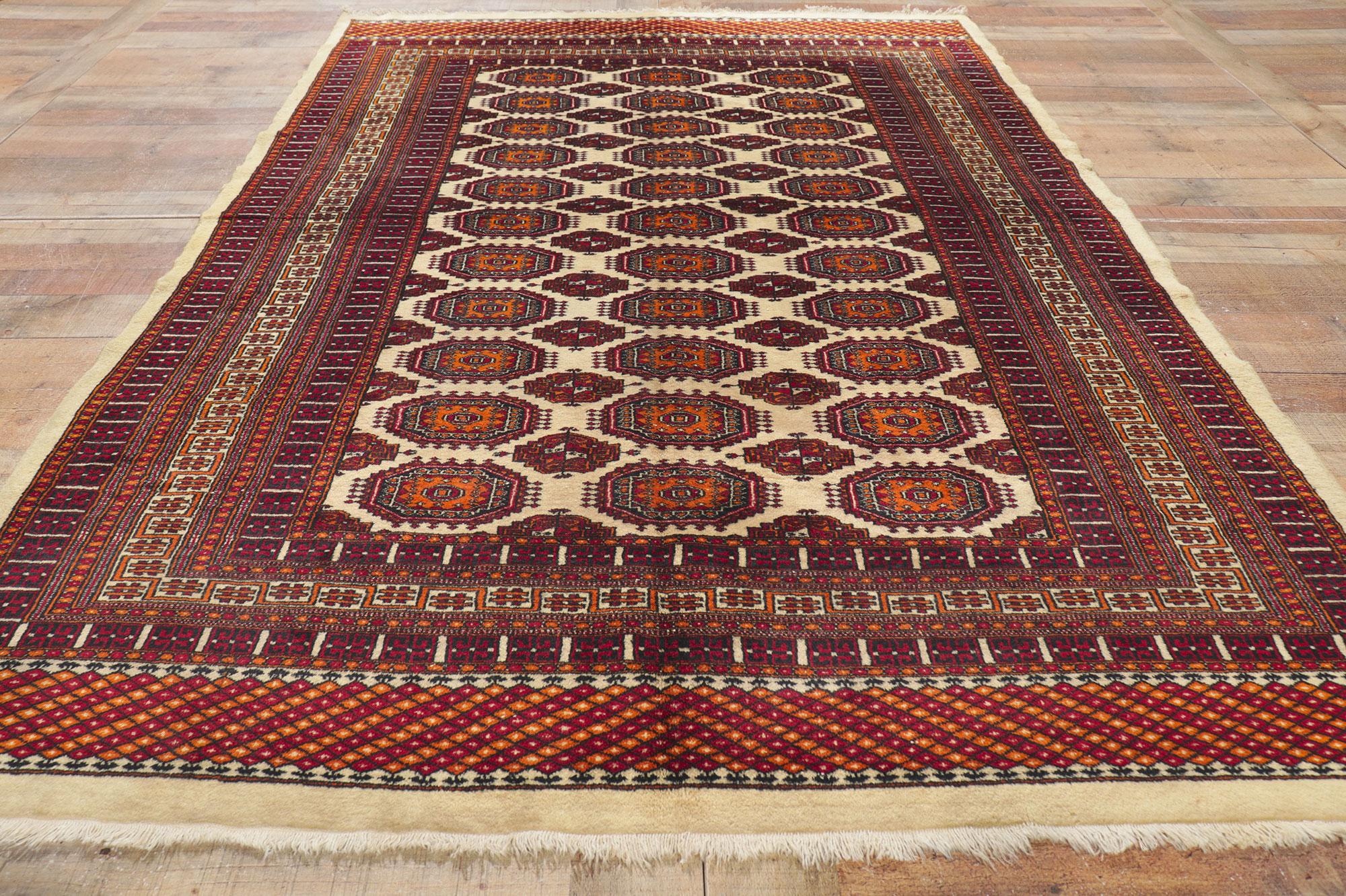Vintage Pakistani Bokhara Rug Southwest Tribal Style Nomadic Carpet For Sale 2