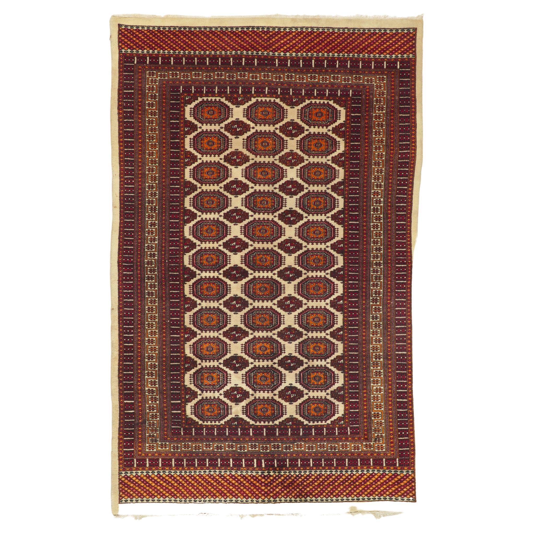 Vintage Pakistani Bokhara Rug Southwest Tribal Style Nomadic Carpet For Sale
