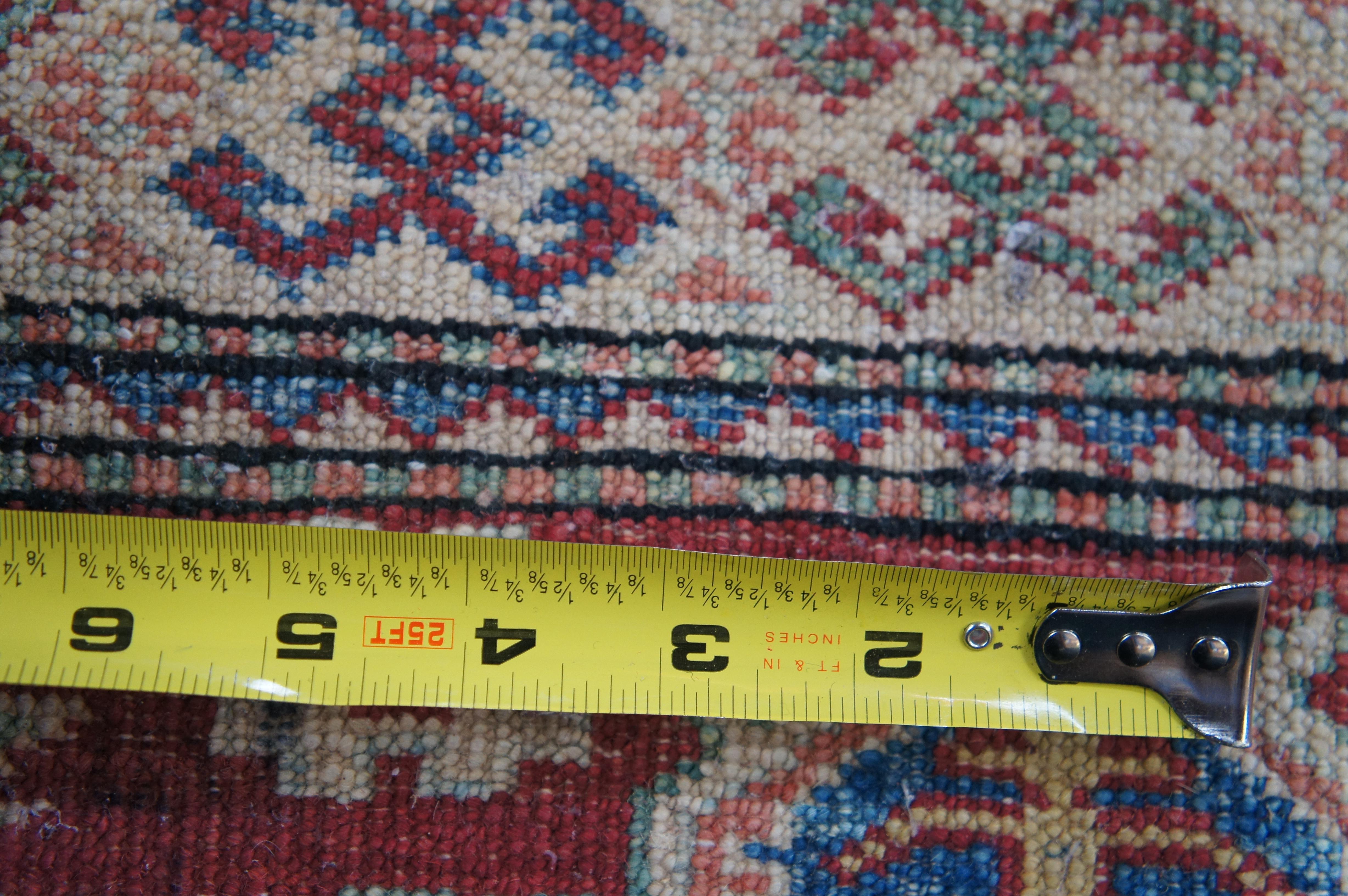 Vintage Pakistani Geometric Kazak 100% Wool Red Rug Runner Carpet 2.5' x 7' For Sale 6