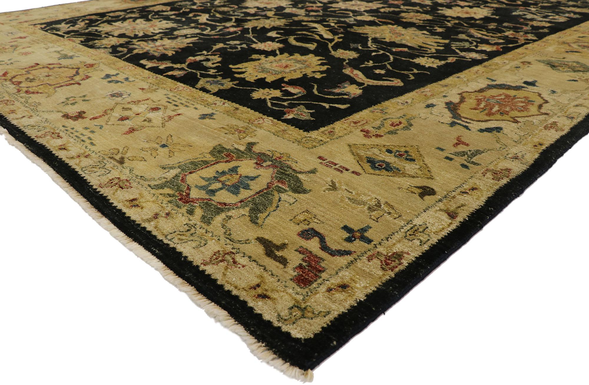 77413, vintage Pakistani Rug with Modern Amish Style 10'00 x 14'00. Balancing a timeless design and understated elegance, this vintage hand knotted wool Pakistani area rug beautifully embodies a Modern Amish style with Persian vibes. The abrashed