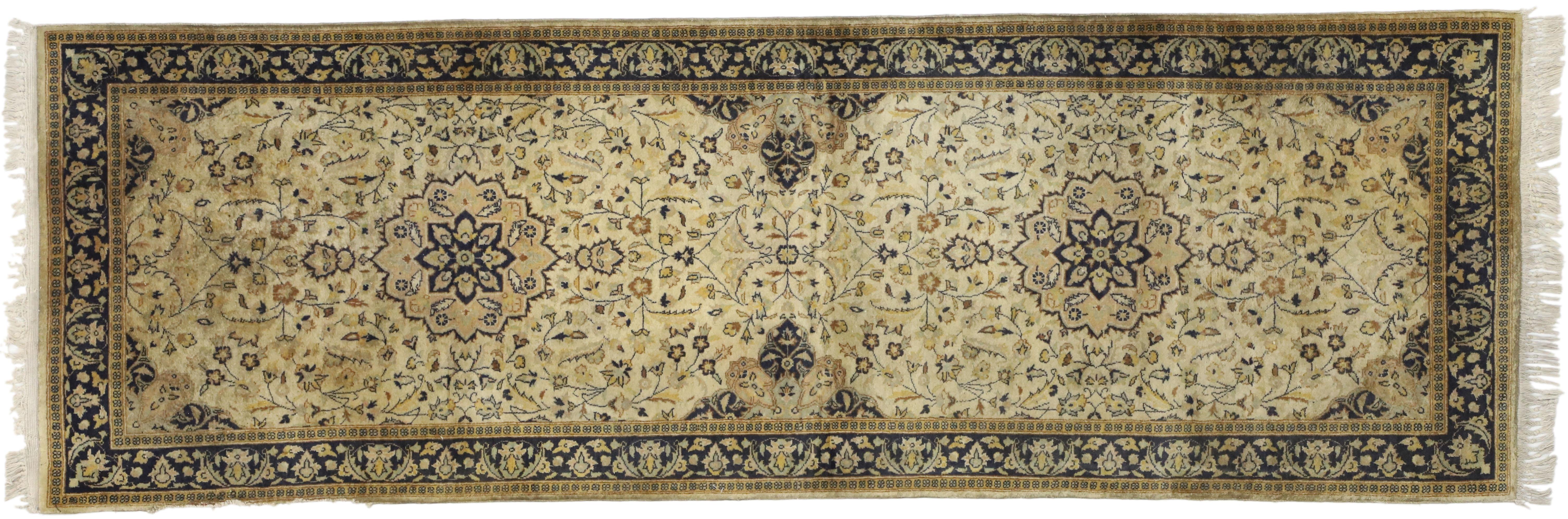 Wool Vintage Pakistani Persian Isfahan Rug Carpet Runner For Sale