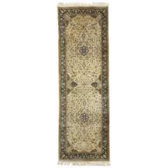 Vintage Pakistani Persian Isfahan Style Runner, Floral Hallway Runner