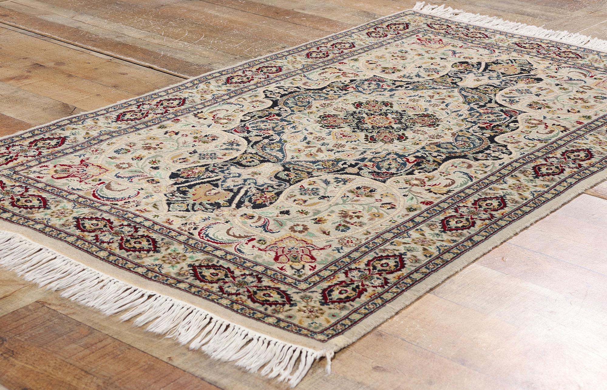 Wool Vintage Pakistani Persian Nain Rug, 03'01 x 05'04 For Sale
