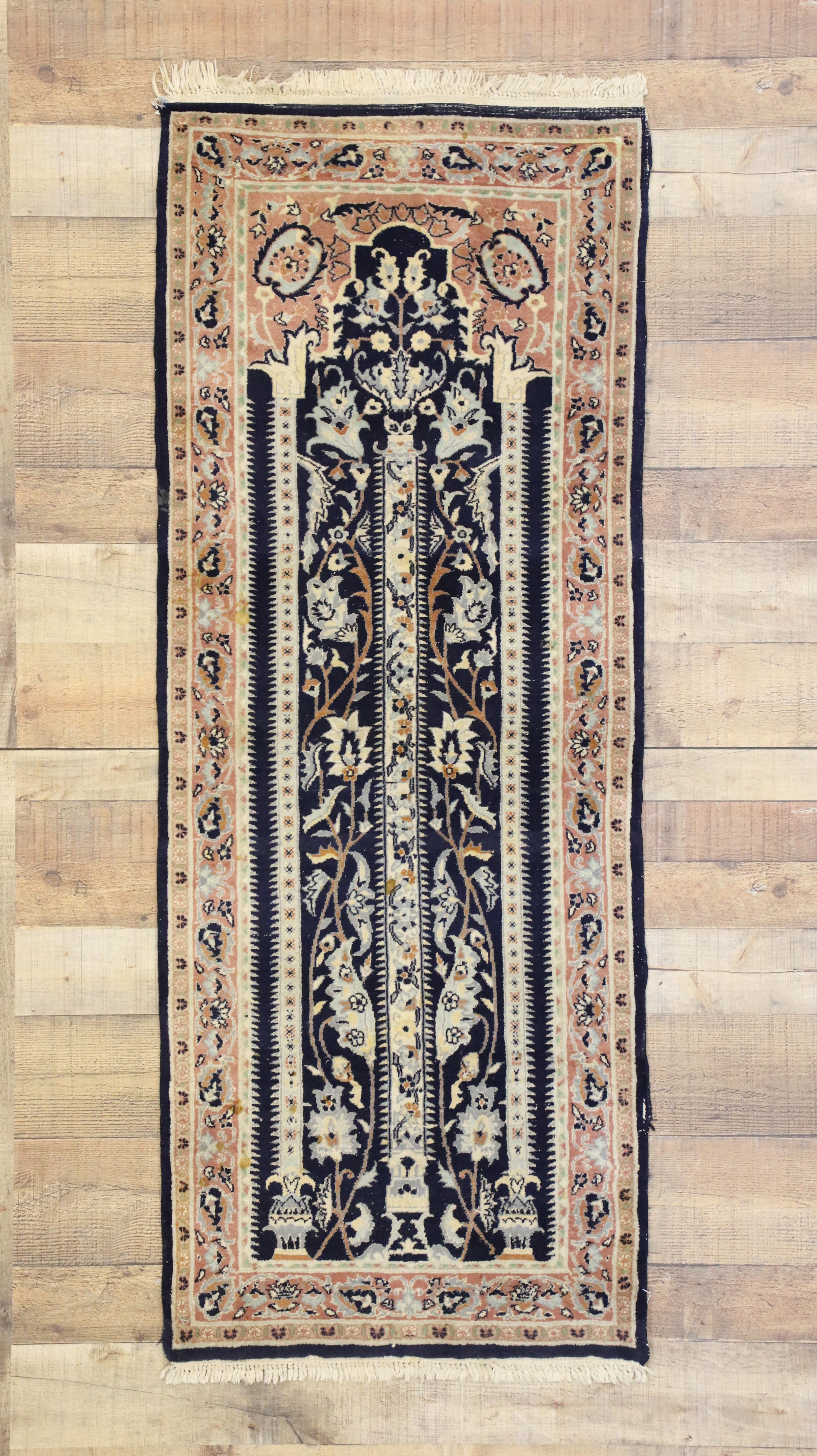 Jacobean Vintage Pakistani Persian Style Mihrab Prayer Rug
