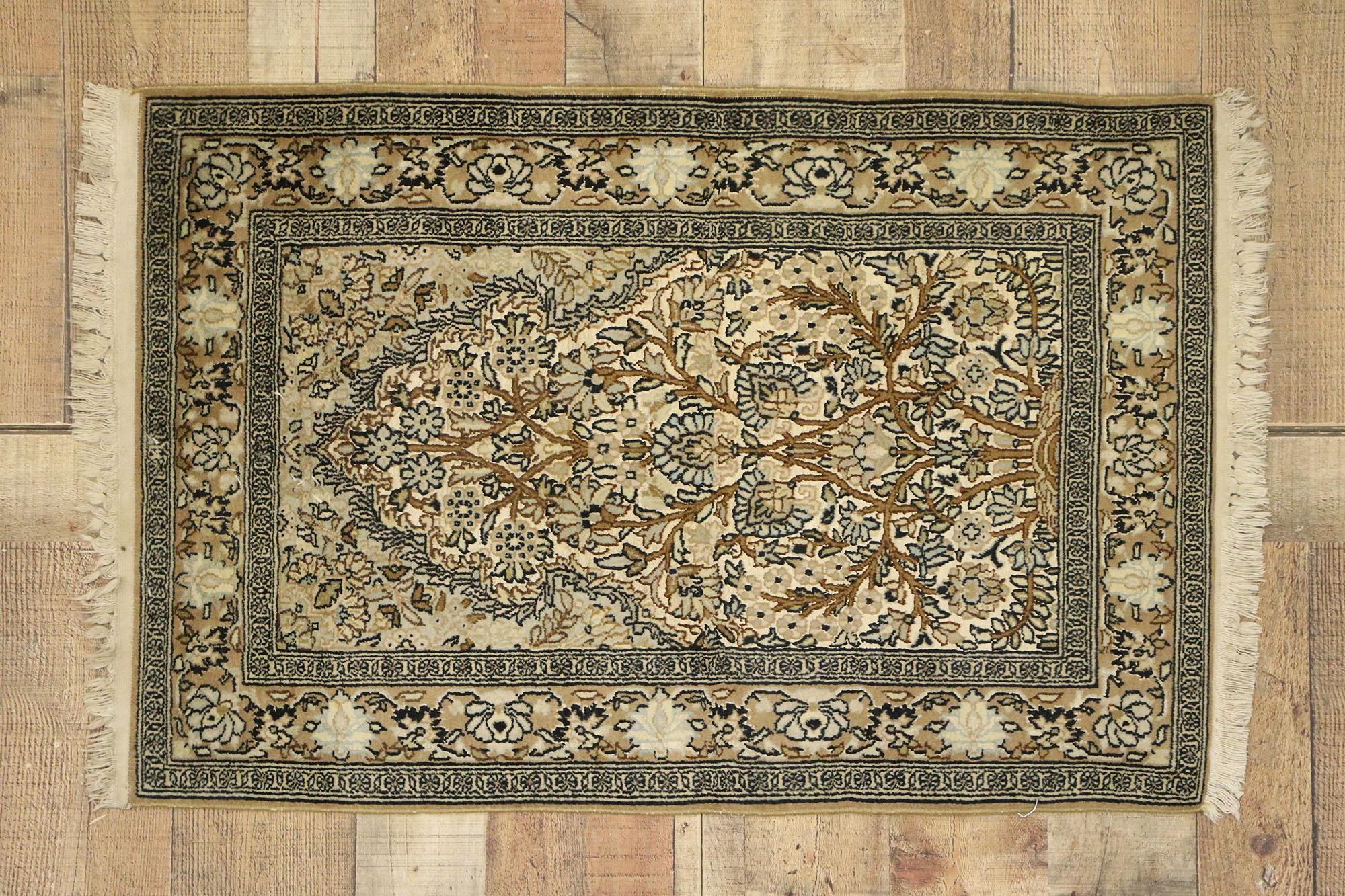 Vintage Pakistani Persian Style Prayer Rug with Directional Layout Design 1