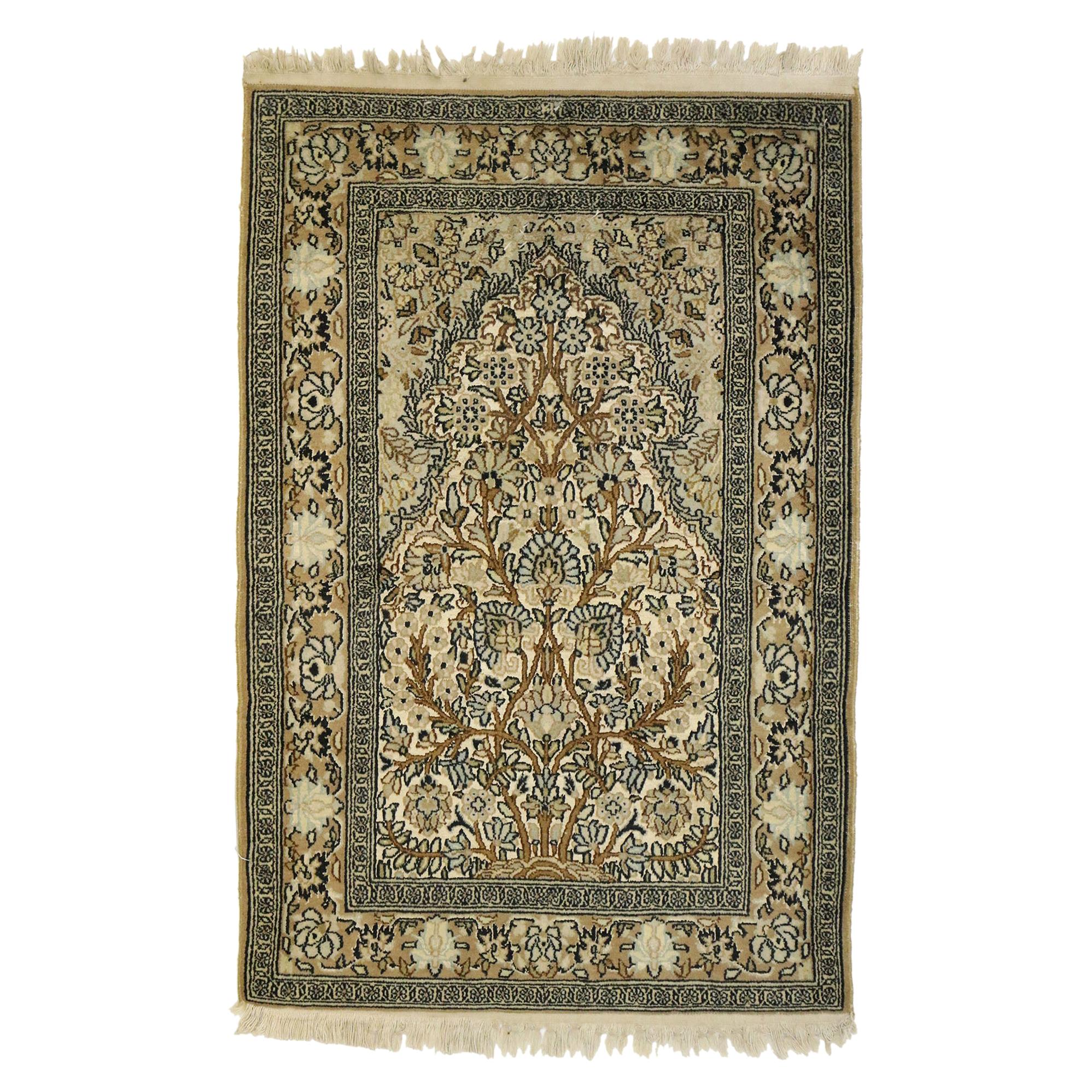 Vintage Pakistani Persian Style Prayer Rug with Directional Layout Design