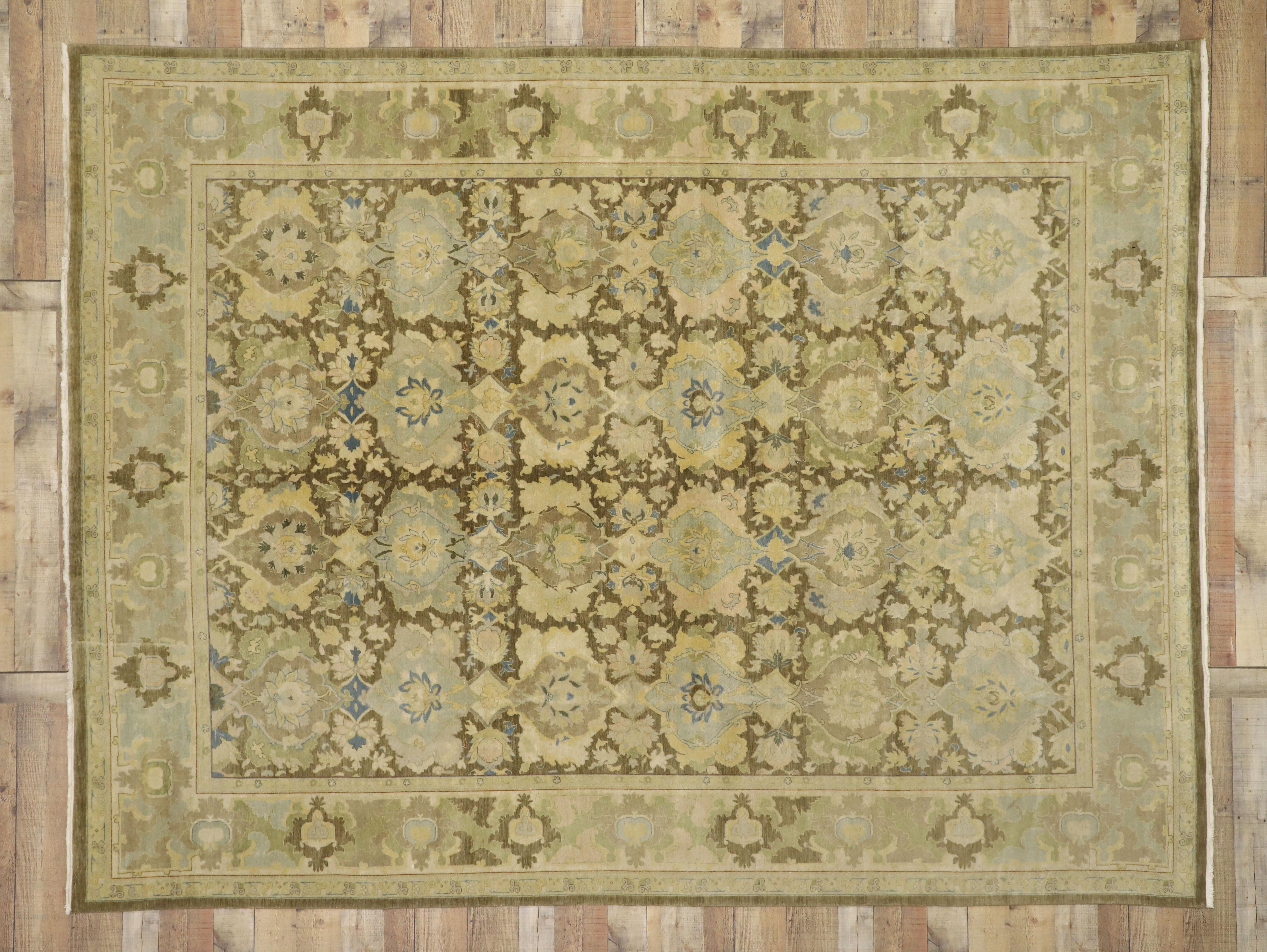 Vintage Pakistani Rug with Bakshaish Design and Warm, Neutral Colors 1