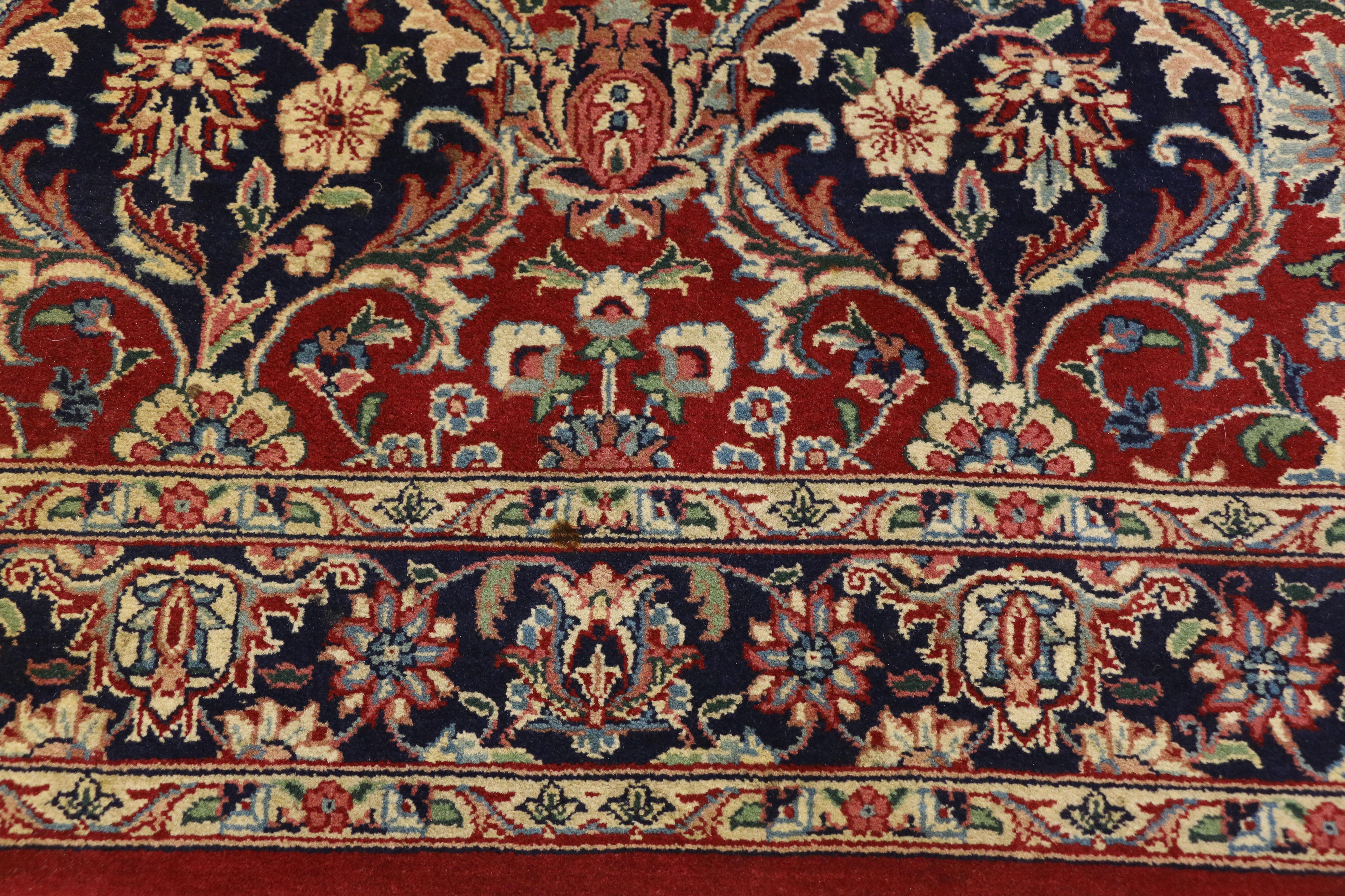Hand-Knotted Vintage Pakistani Rug with Floral Bouquets and Persian Design For Sale