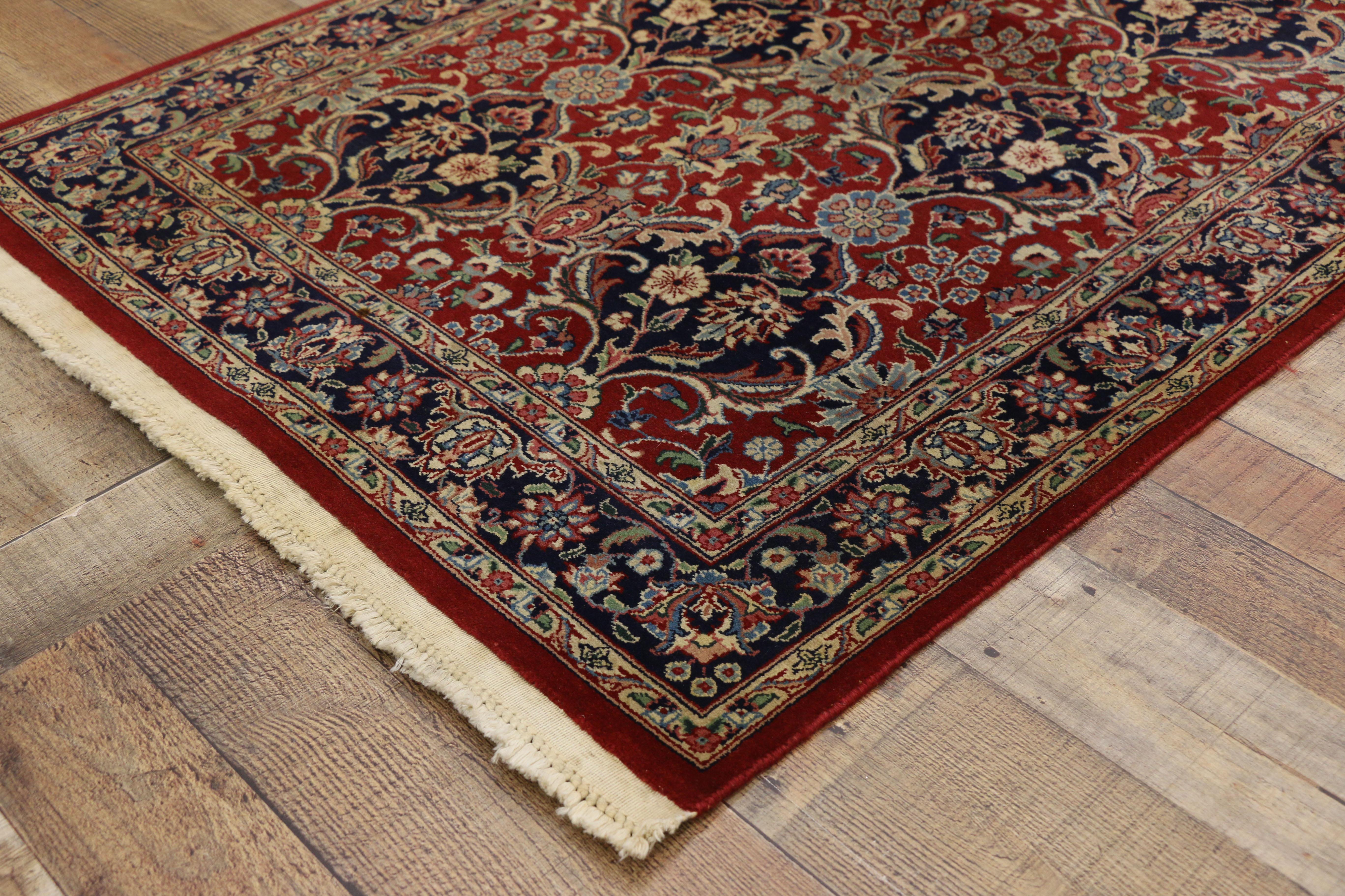 20th Century Vintage Pakistani Rug with Floral Bouquets and Persian Design For Sale
