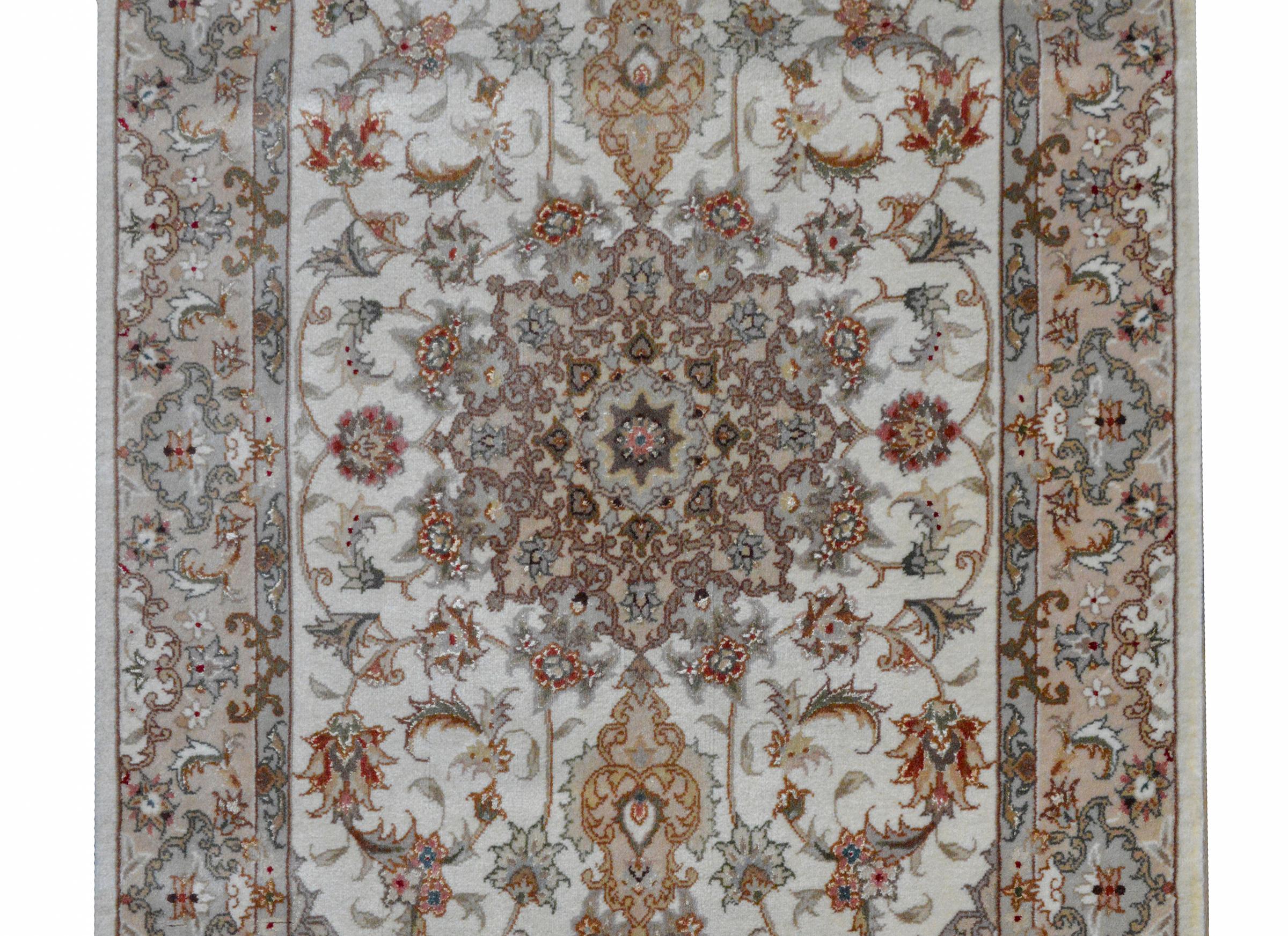 Hand-Knotted Vintage Pakistani Tabriz-Style Runner For Sale