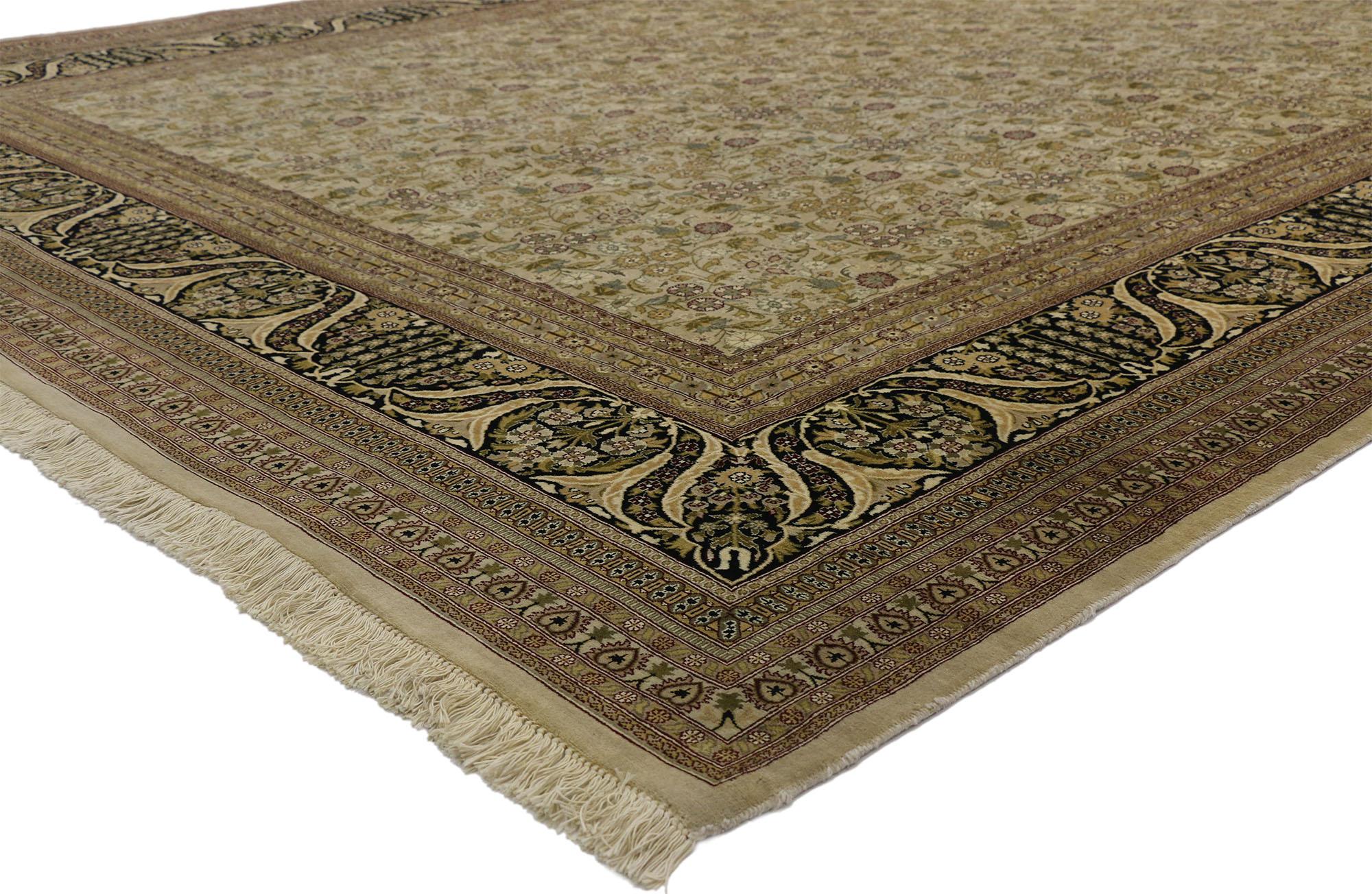 77250 Vintage Pakistani Traditional Area Rug with Arts & Crafts William Morris Style 10'00 x 13'09. The architectural elements of naturalistic forms combined with Arts and Crafts style, this hand-knotted wool vintage traditional area rug draws