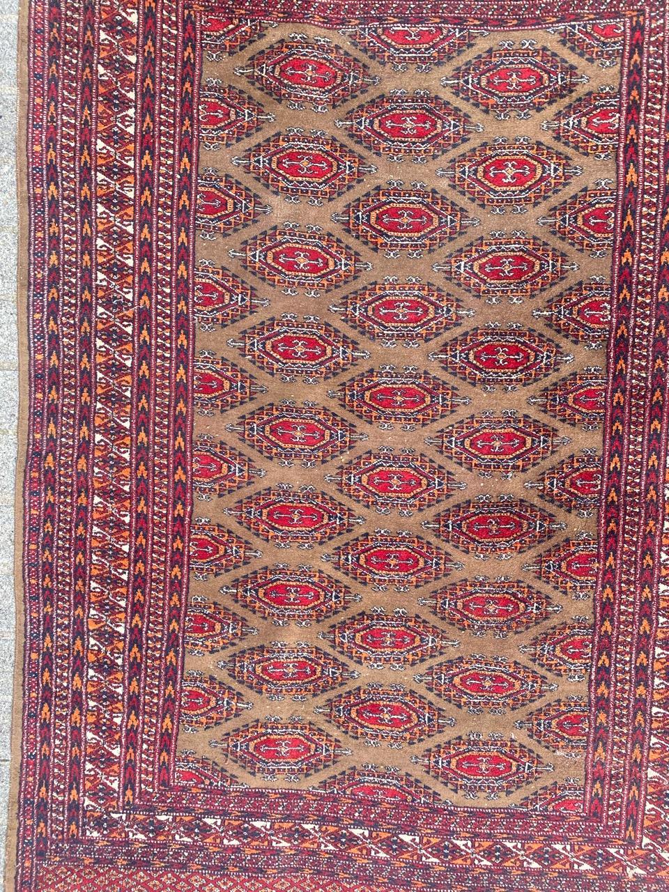 Tribal Bobyrug’s Vintage Pakistani Turkmen Design Rug For Sale