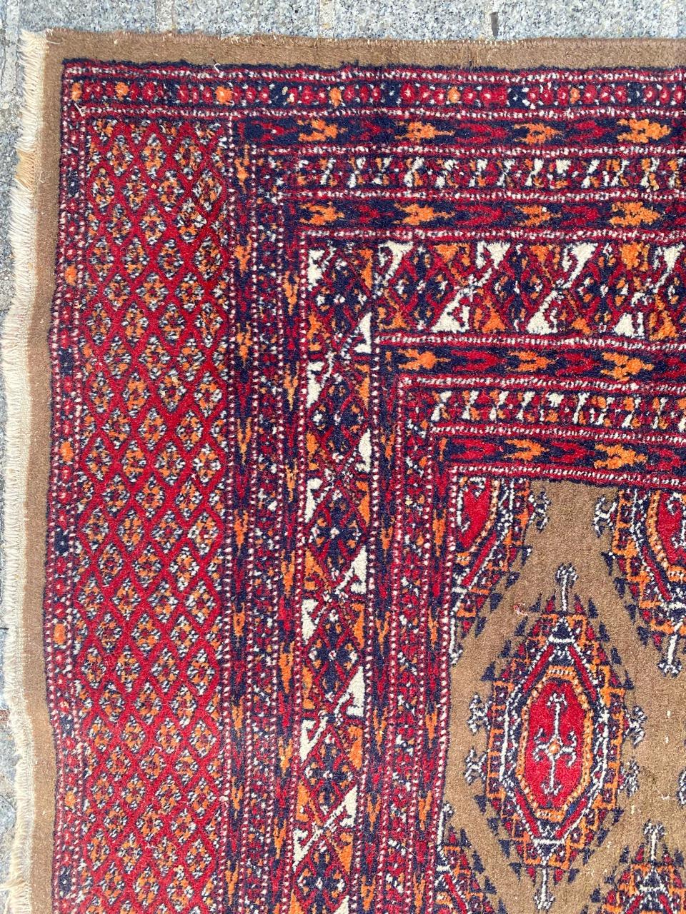 20th Century Bobyrug’s Vintage Pakistani Turkmen Design Rug For Sale