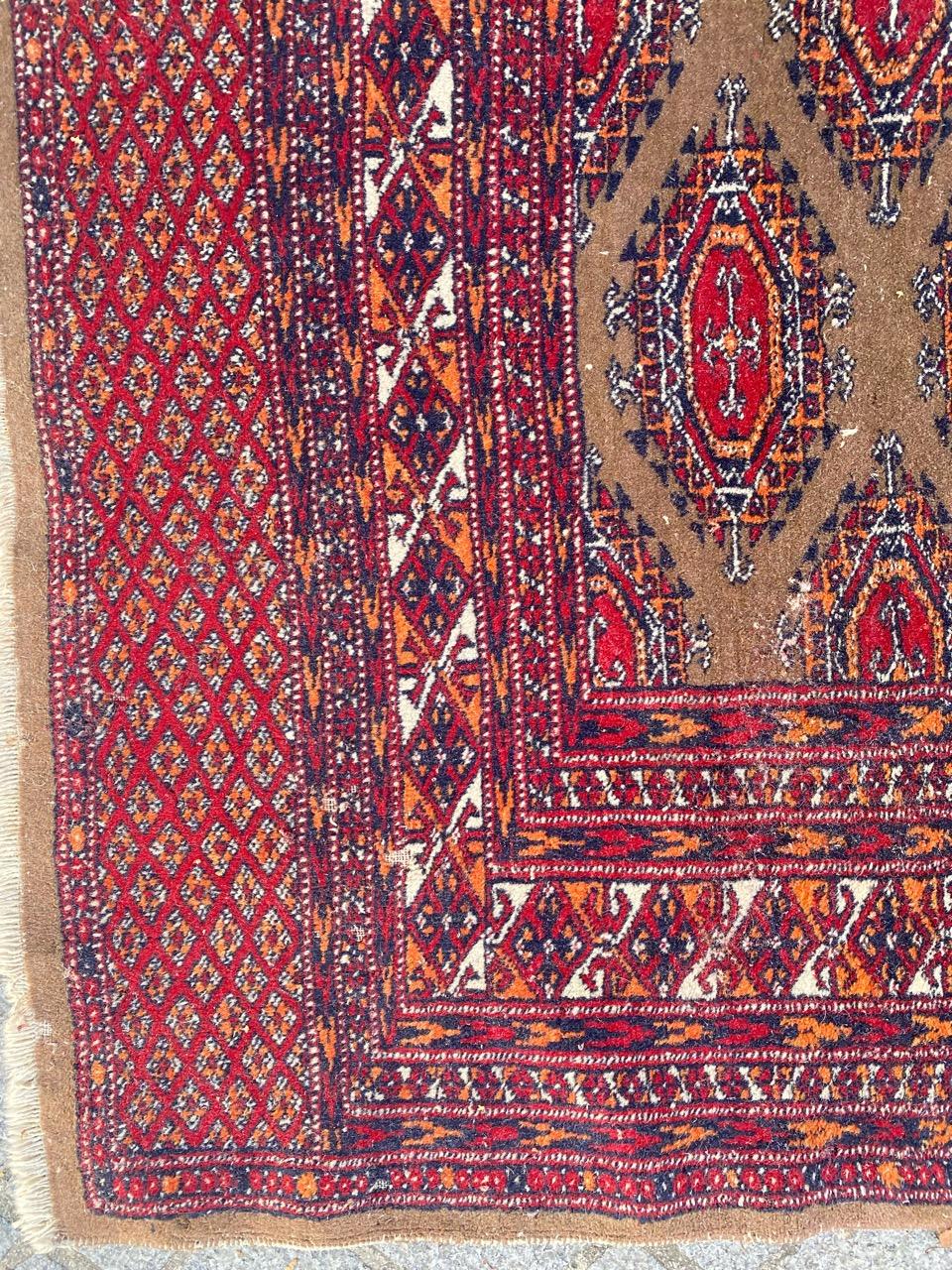 Cotton Bobyrug’s Vintage Pakistani Turkmen Design Rug For Sale