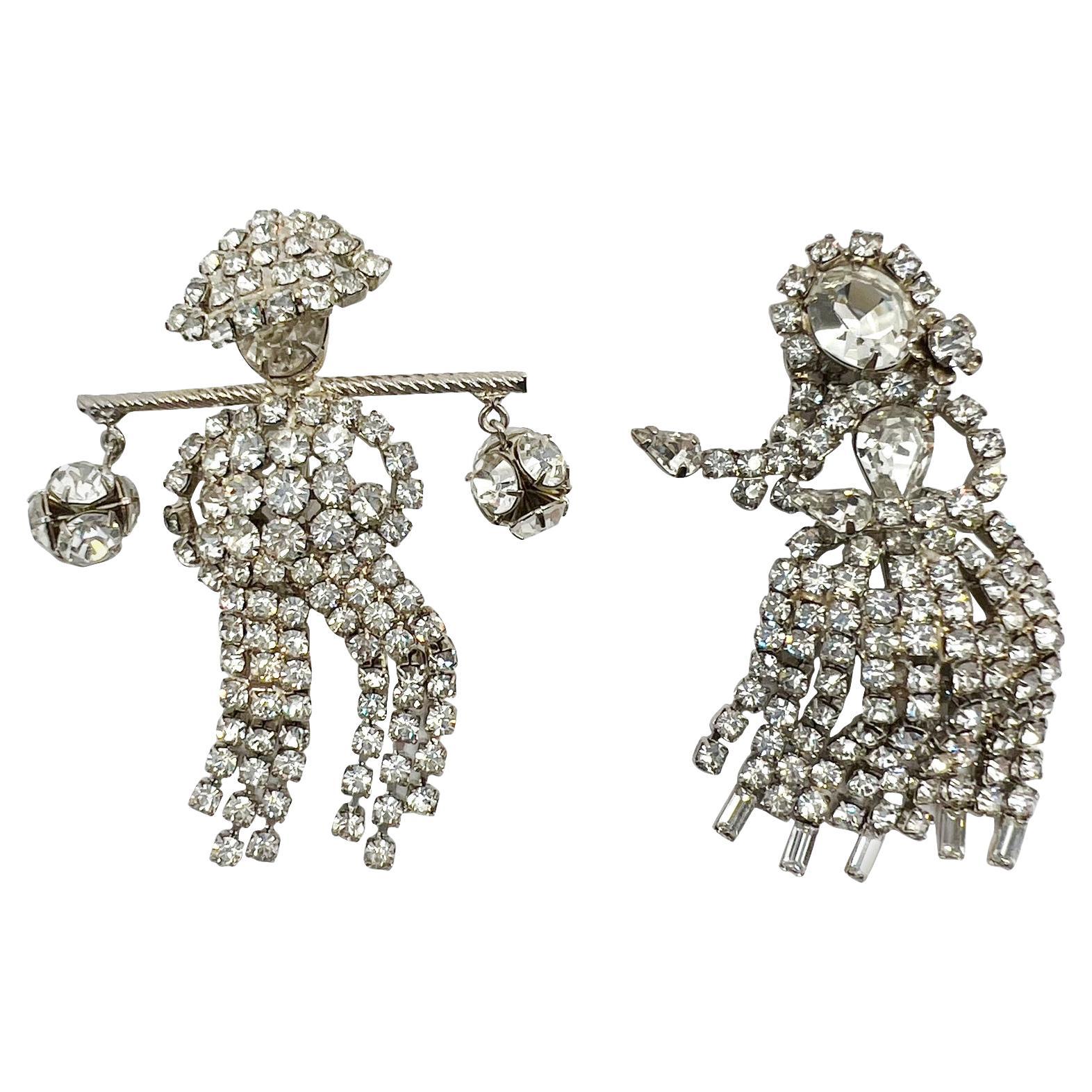 Vintage Pakula Figural Couple Brooches 1950s For Sale