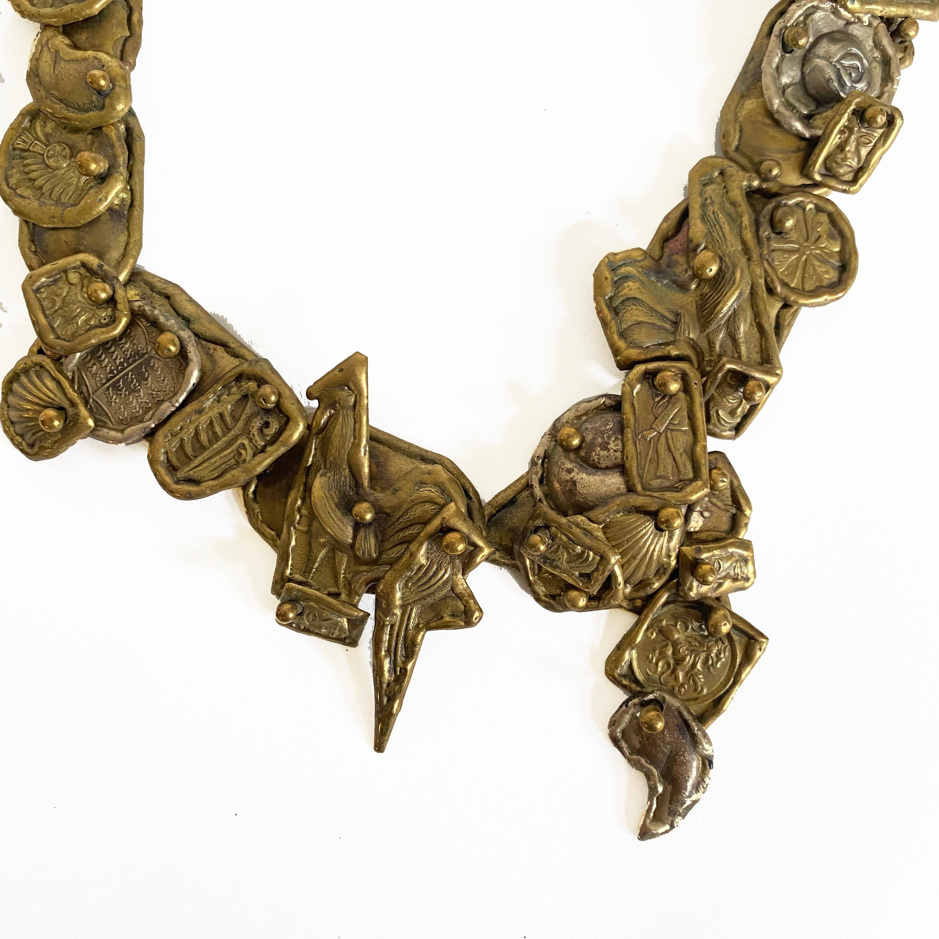 Vintage Pal Kepenyes Bronze/Messing Halskette, 20. Jahrhundert im Zustand „Gut“ im Angebot in Point Richmond, CA