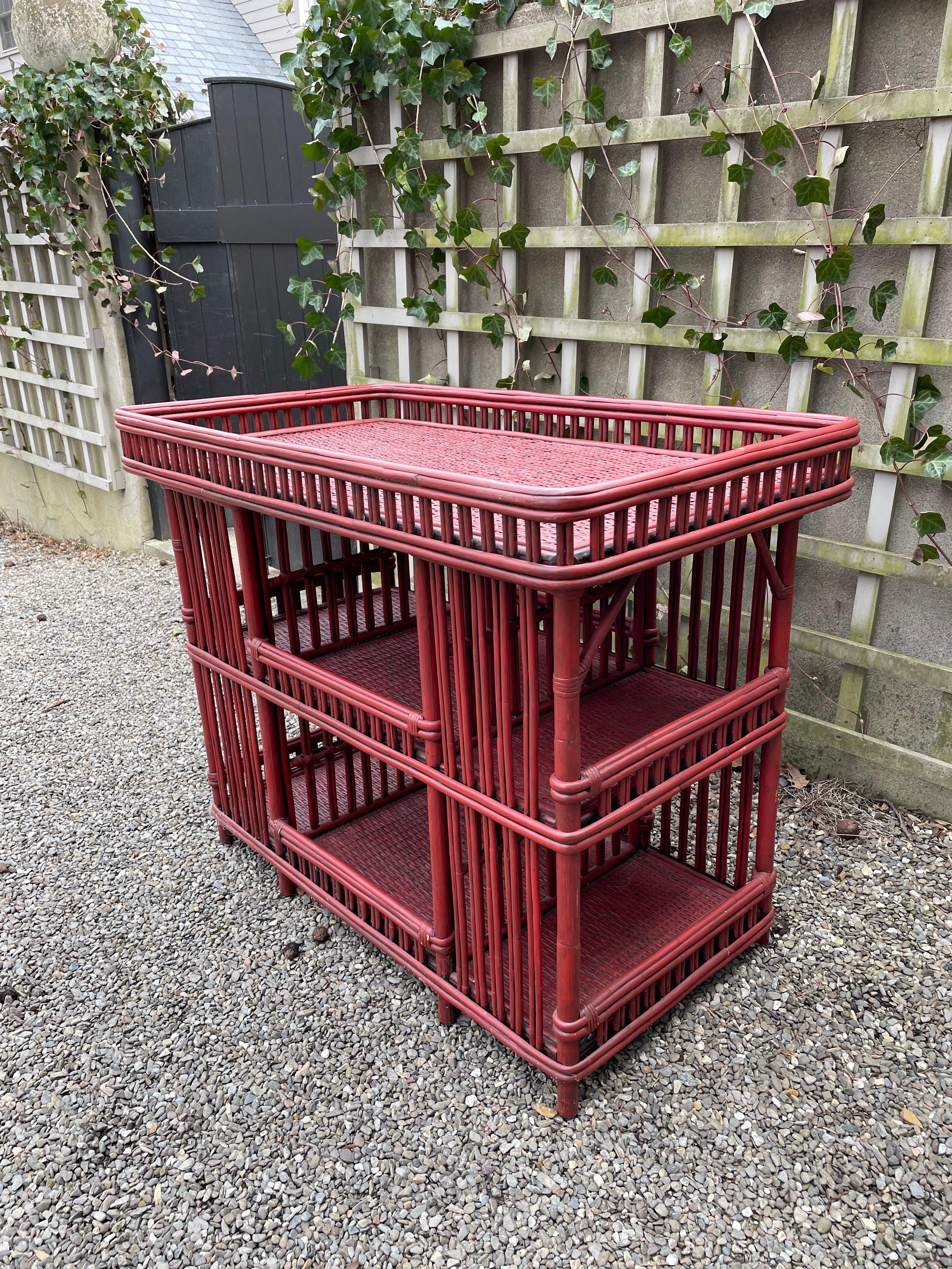 Vintage Palacek Rattan Bar Cart or Server 5