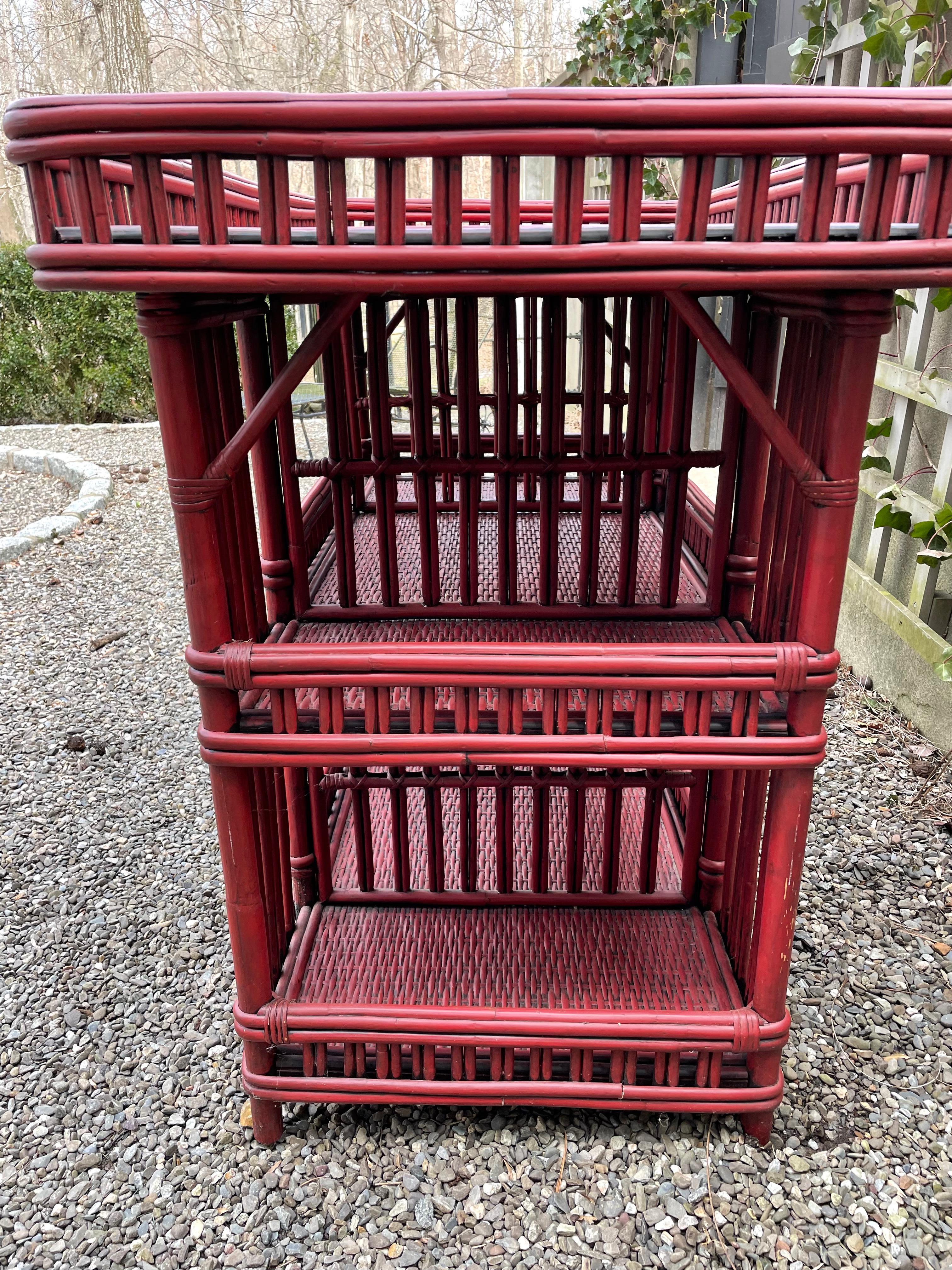North American Vintage Palacek Rattan Bar Cart or Server