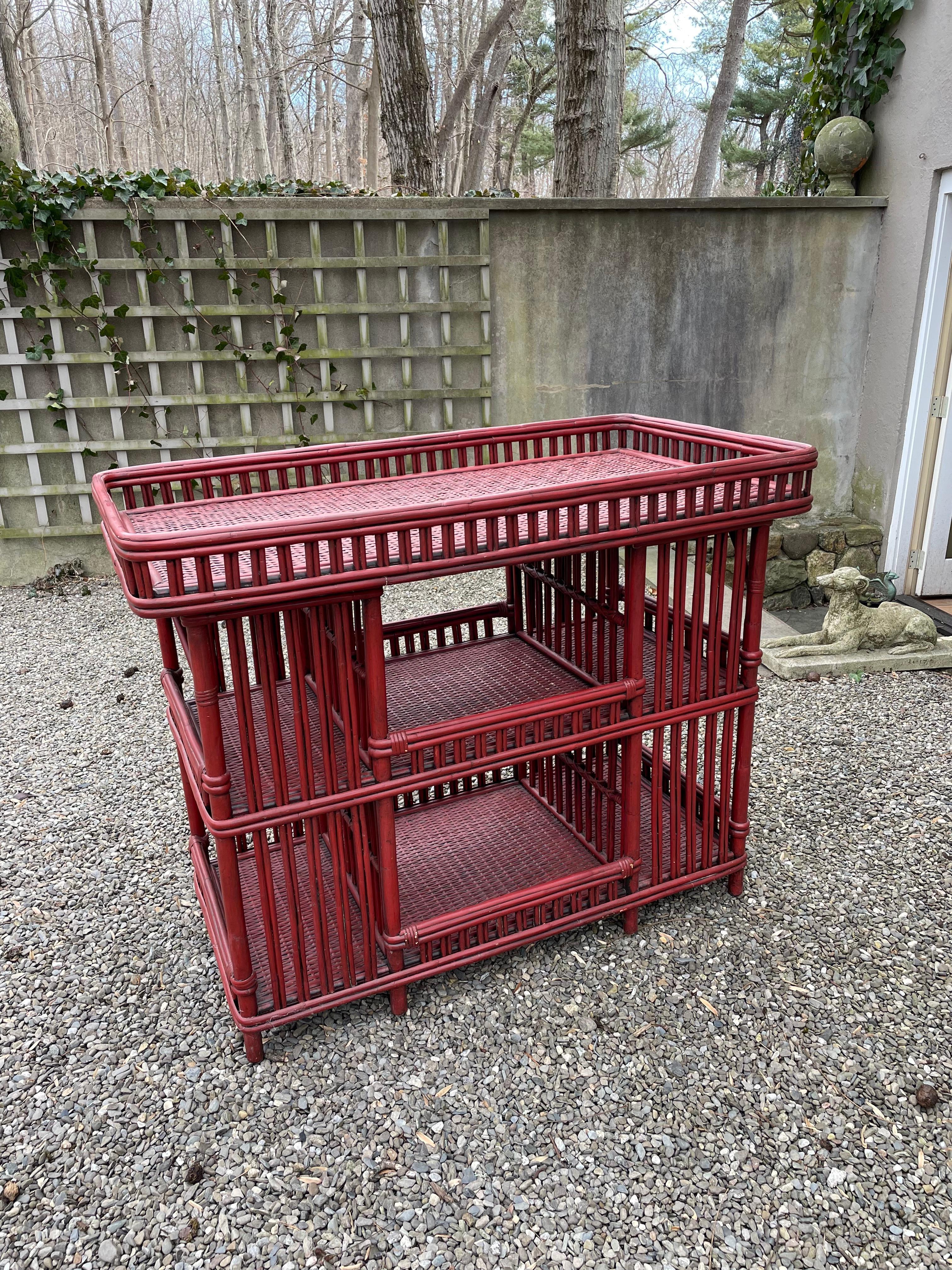 Contemporary Vintage Palacek Rattan Bar Cart or Server