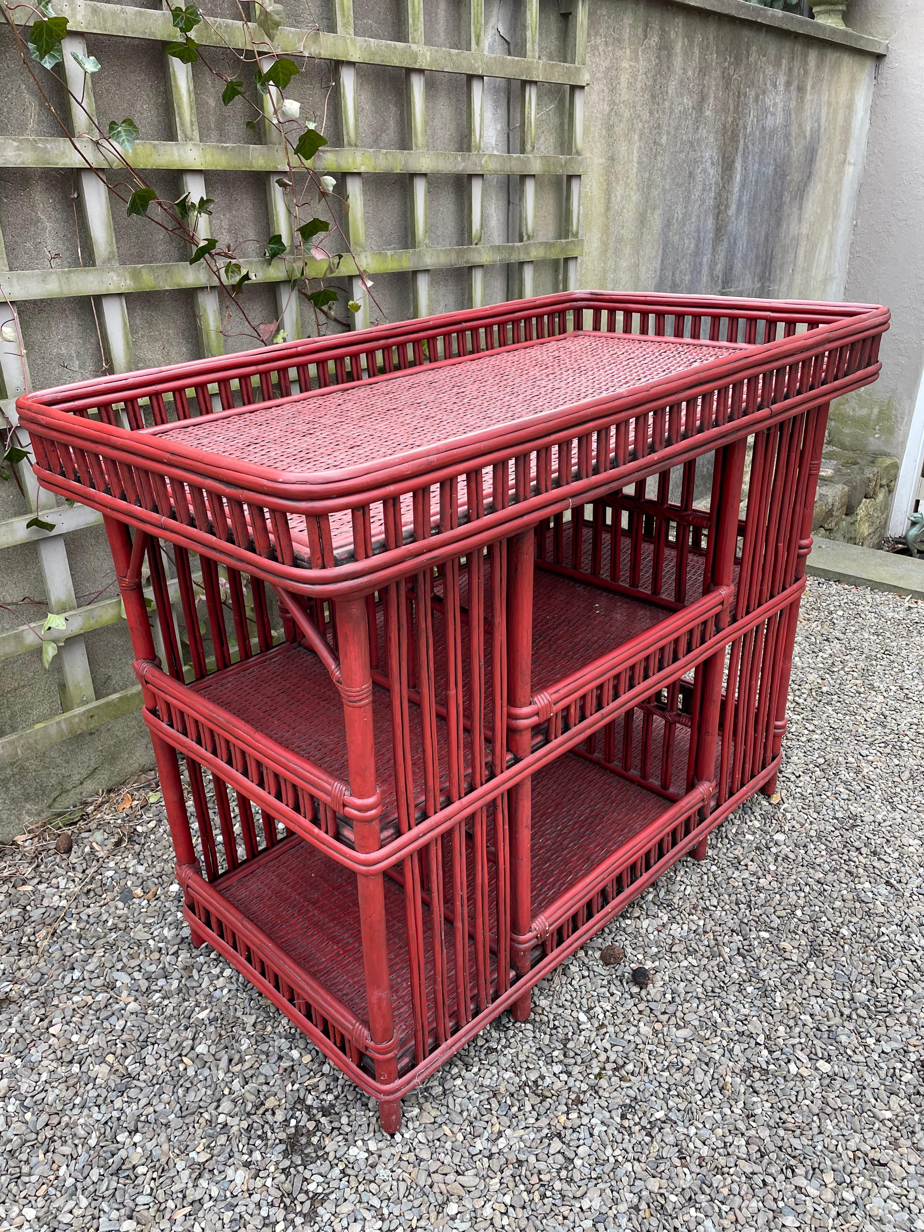 Vintage Palacek Rattan Bar Cart or Server 1